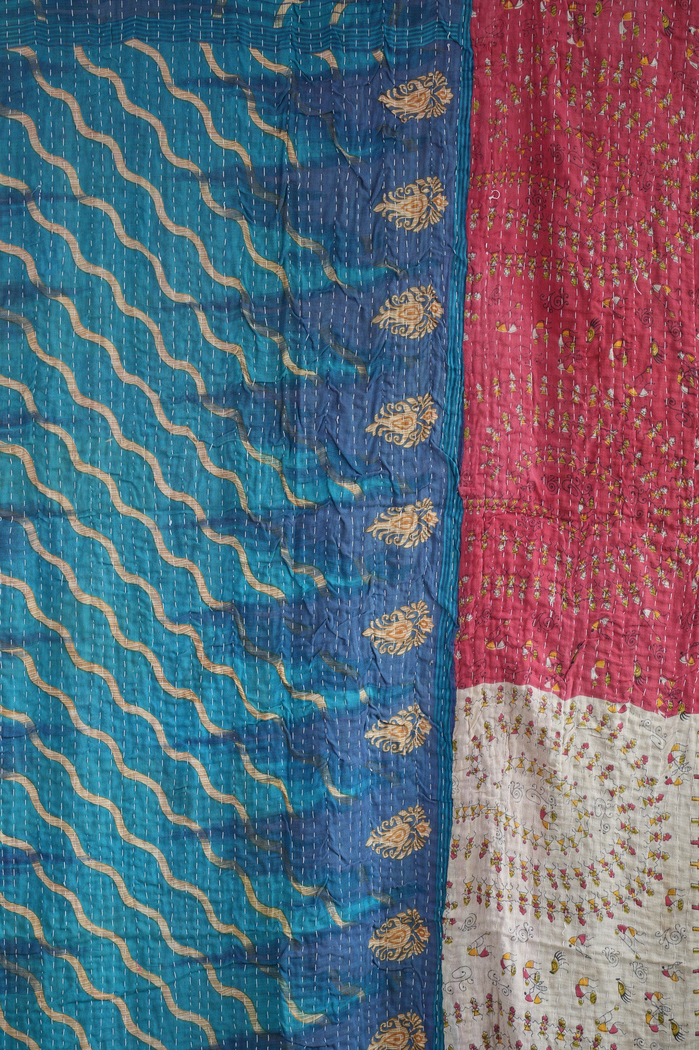 A Unique Vintage Cotton Kantha Quilt ~ 071