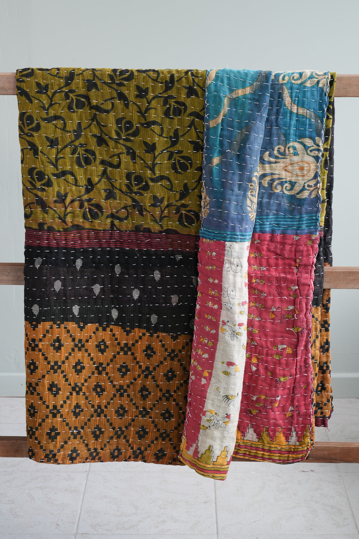 A Unique Vintage Cotton Kantha Quilt ~ 071