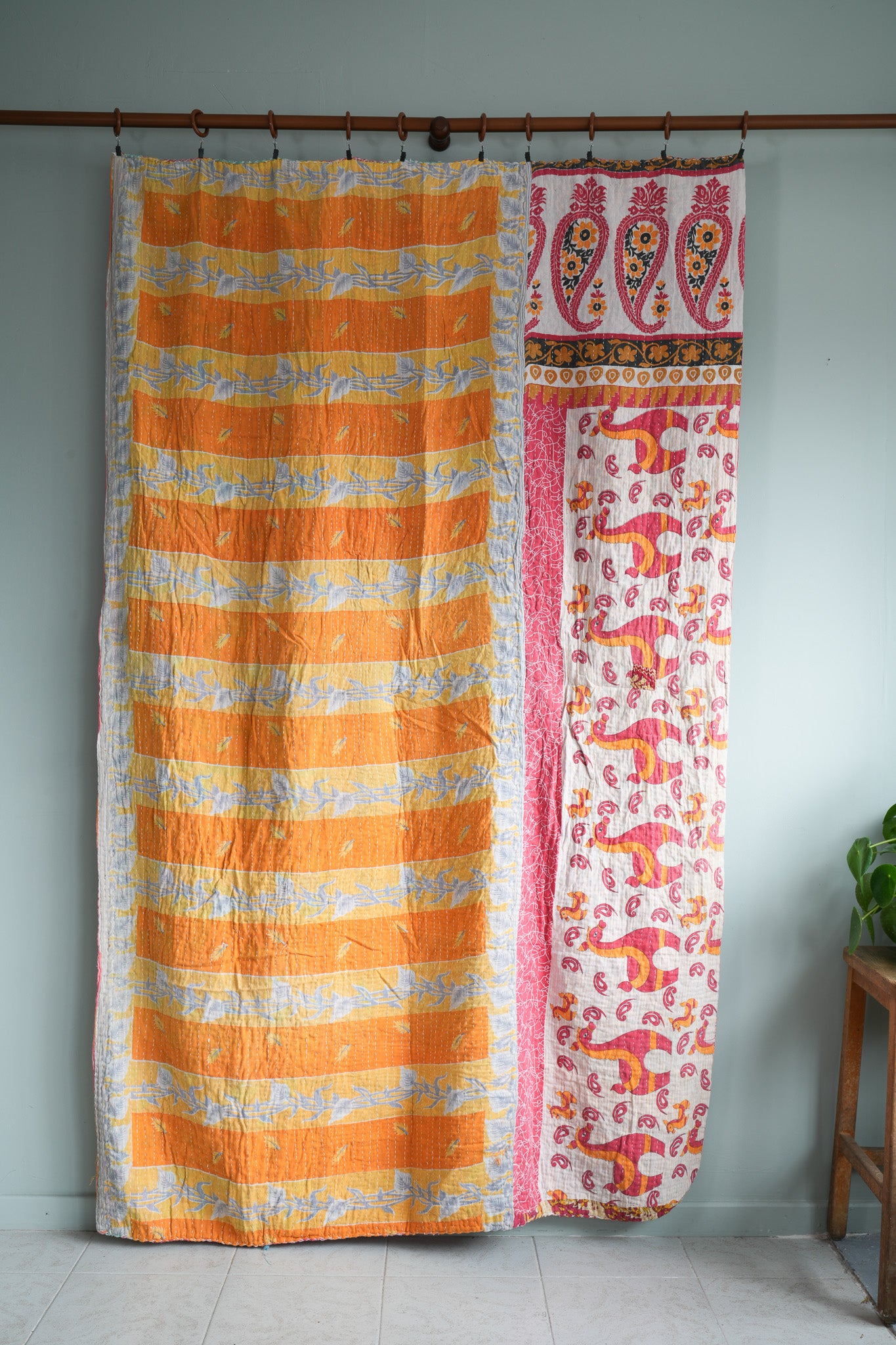 A Unique Vintage Cotton Kantha Quilt ~ 074