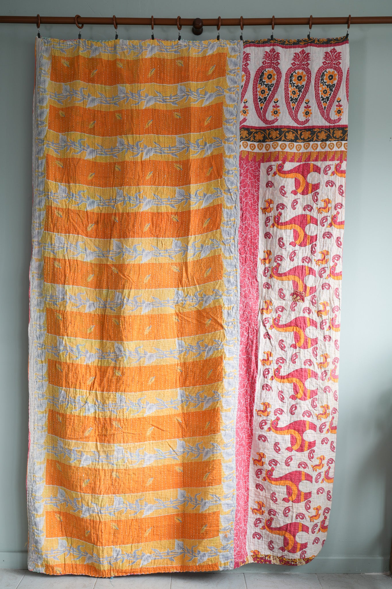A Unique Vintage Cotton Kantha Quilt ~ 074