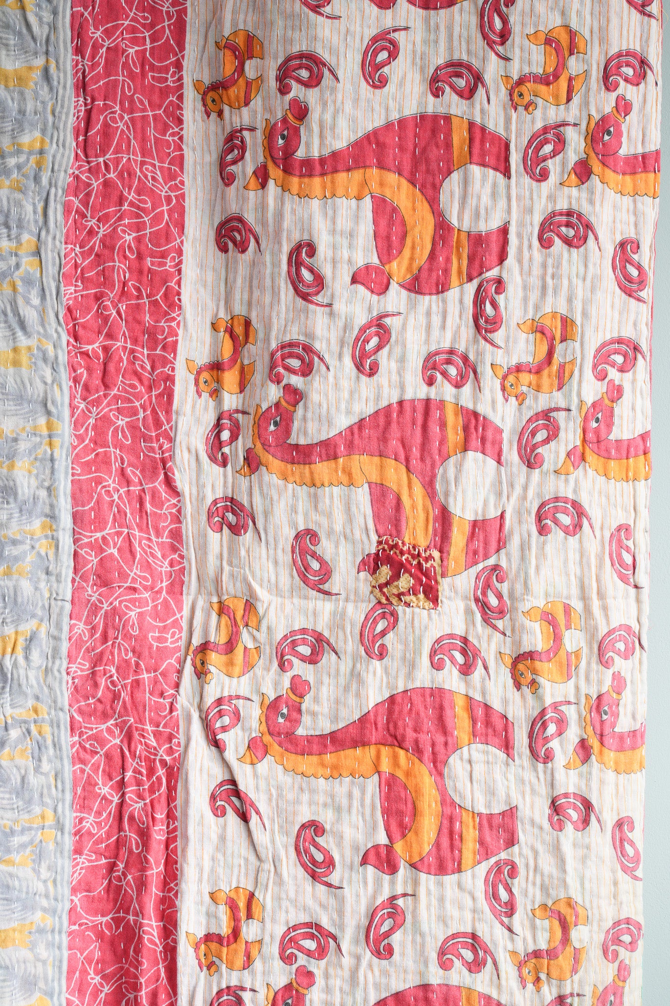 A Unique Vintage Cotton Kantha Quilt ~ 074