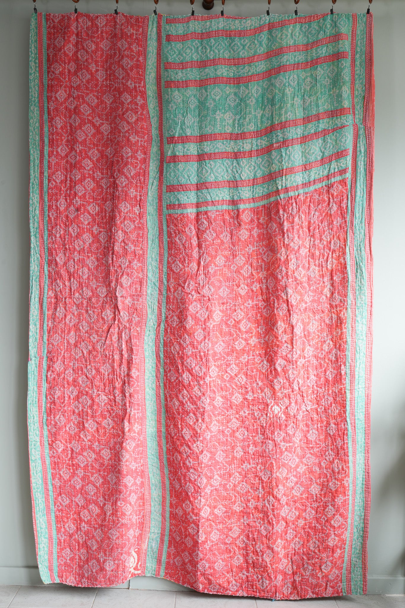 A Unique Vintage Cotton Kantha Quilt ~ 074