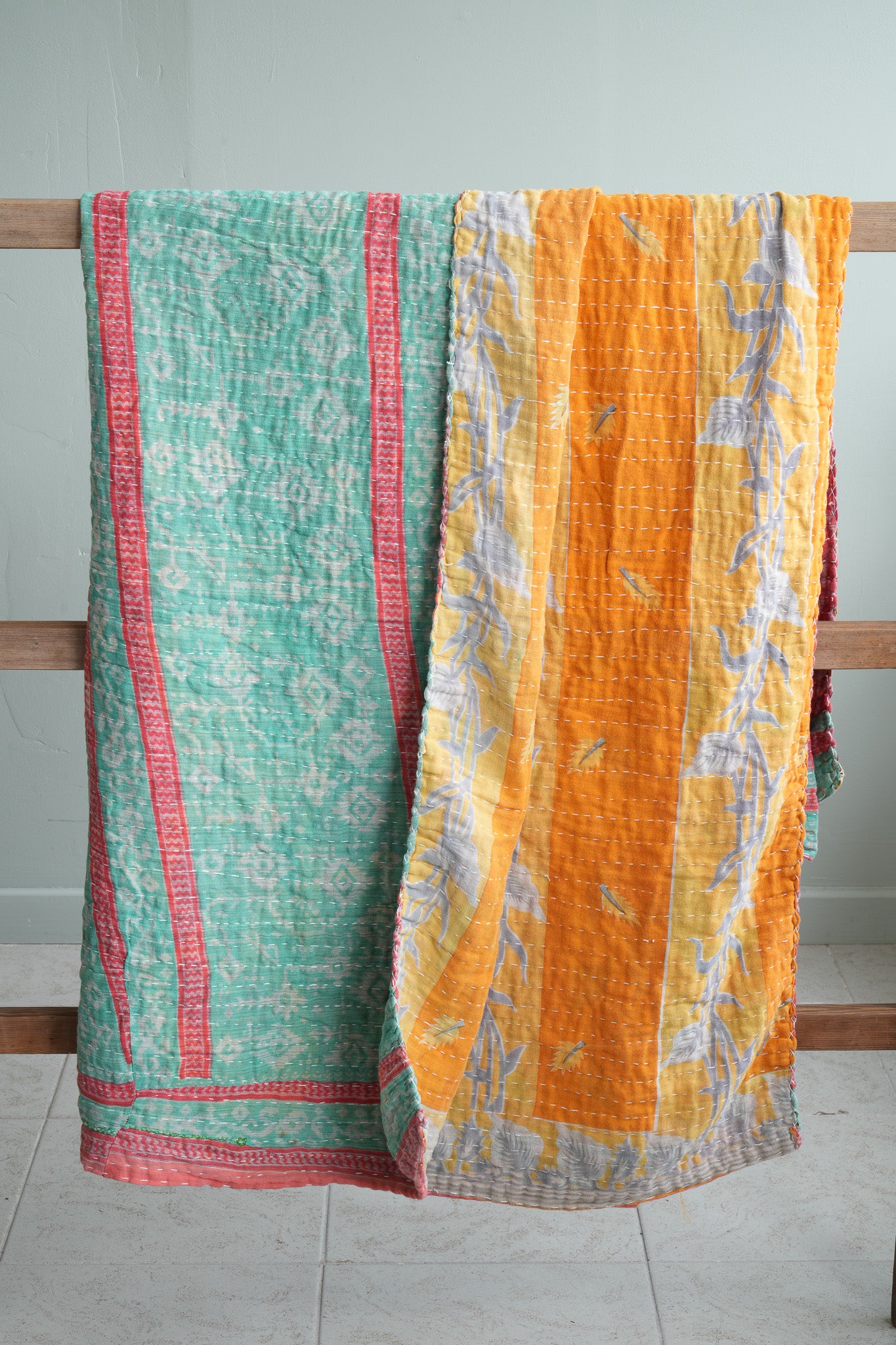 A Unique Vintage Cotton Kantha Quilt ~ 074