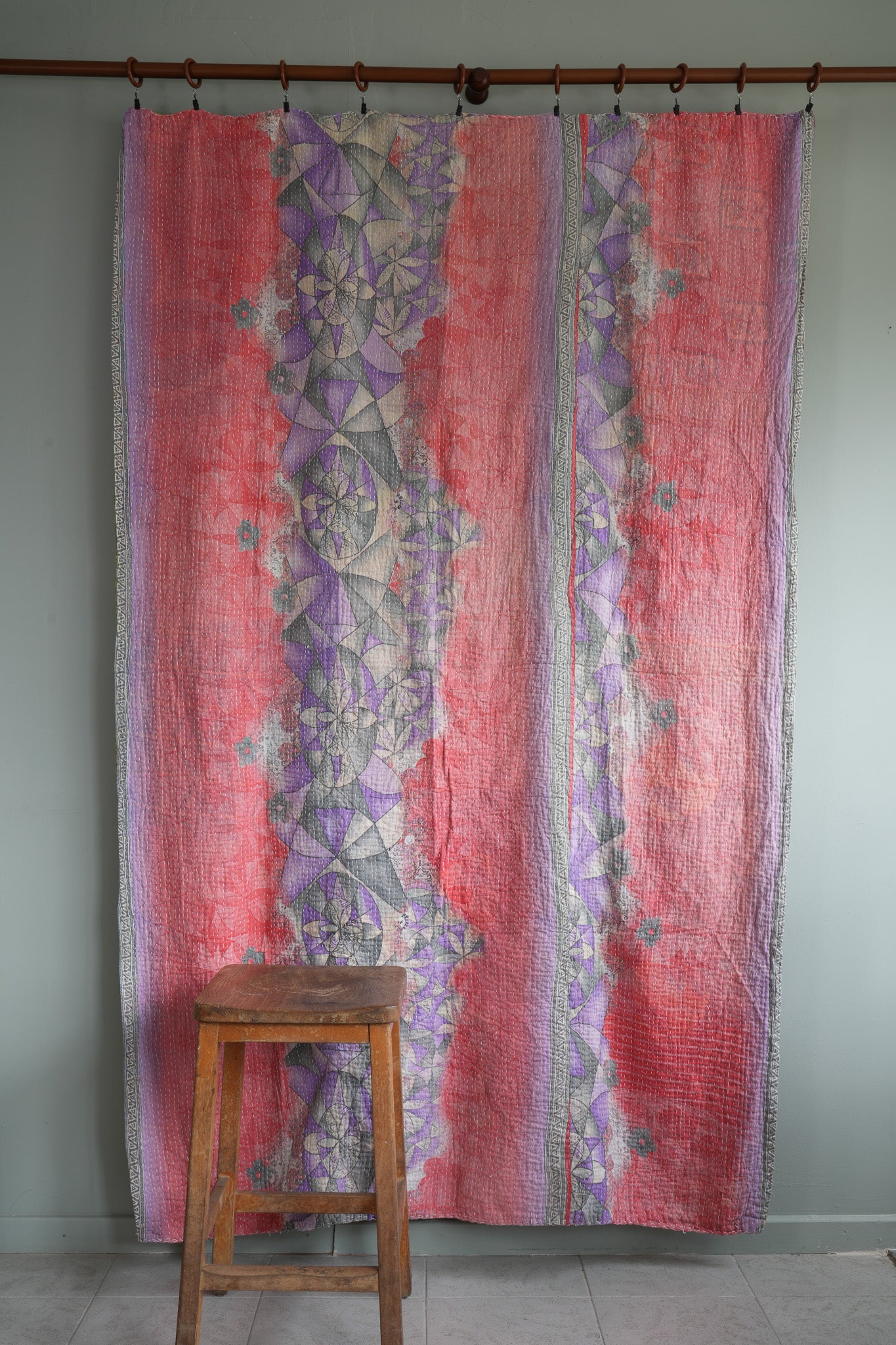 A Unique Vintage Cotton Kantha Quilt ~ 077