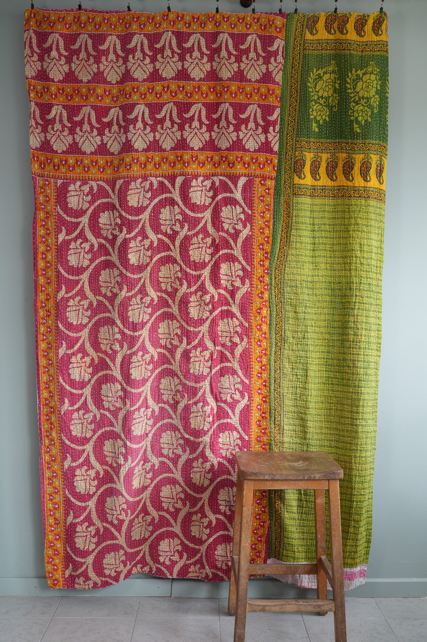 A Unique Vintage Cotton Kantha Quilt ~ 077