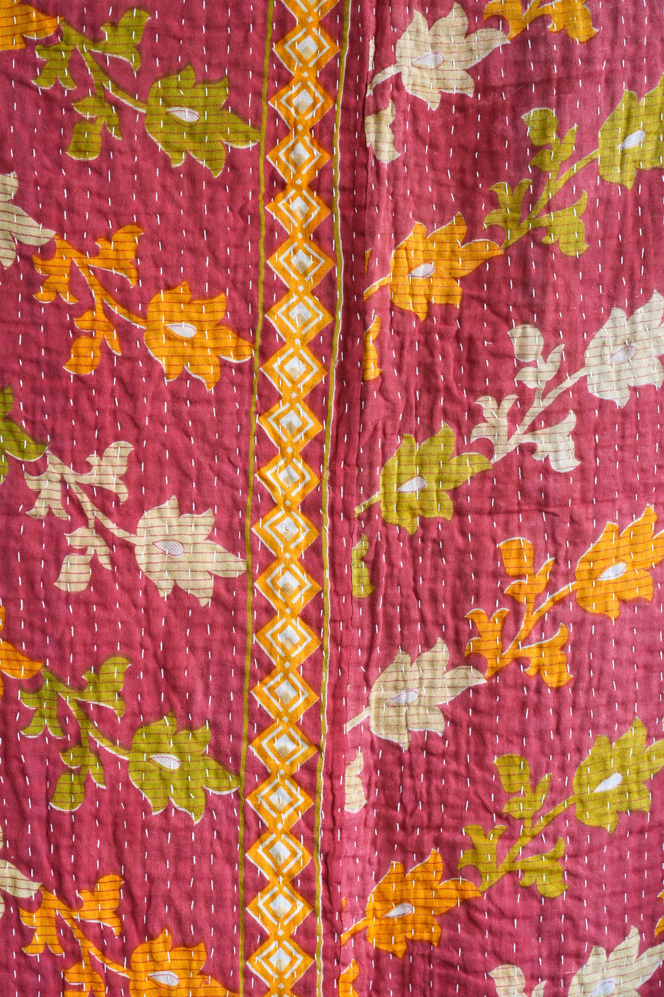 A Unique Vintage Cotton Kantha Quilt ~078