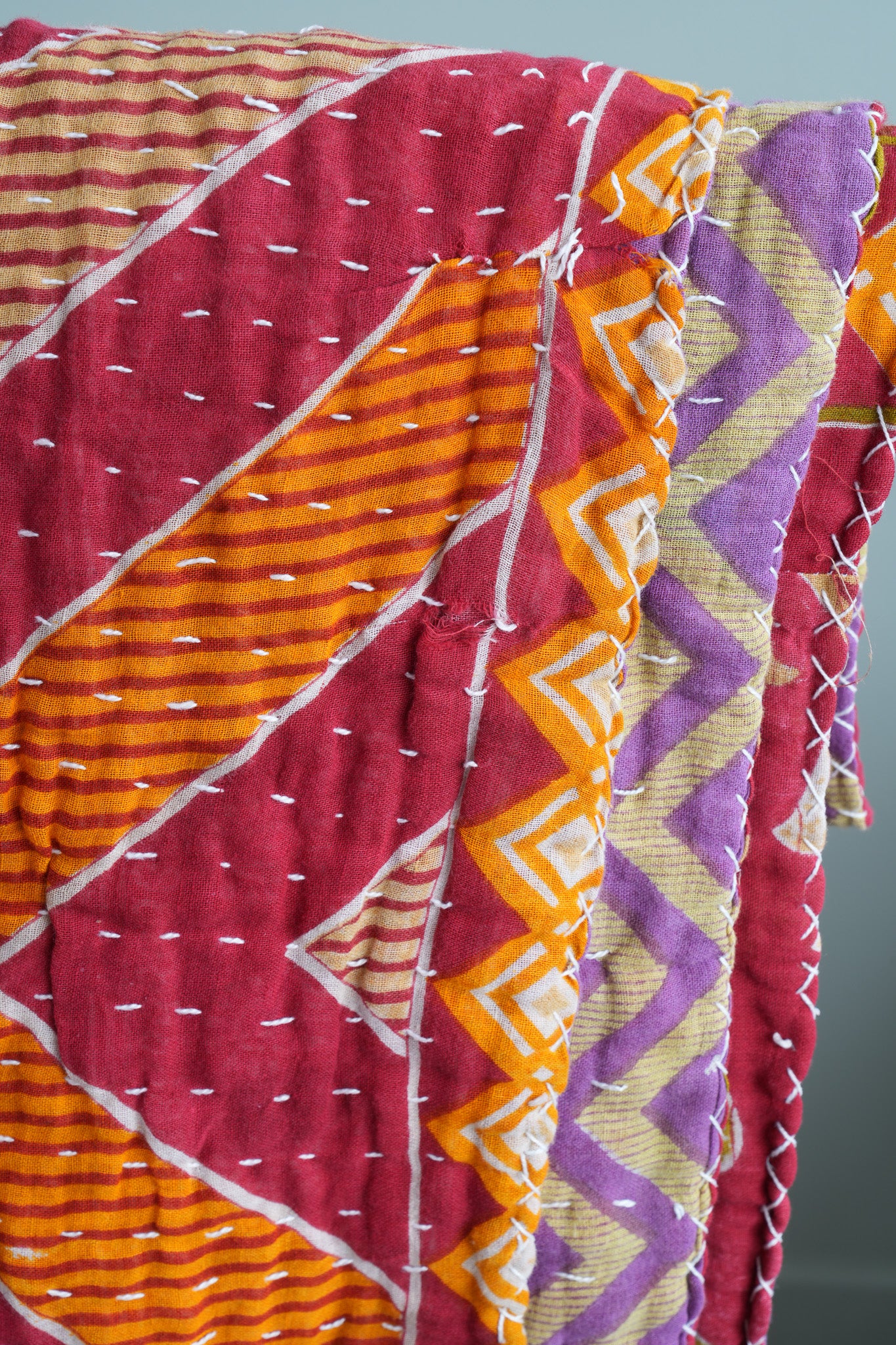 A Unique Vintage Cotton Kantha Quilt ~078
