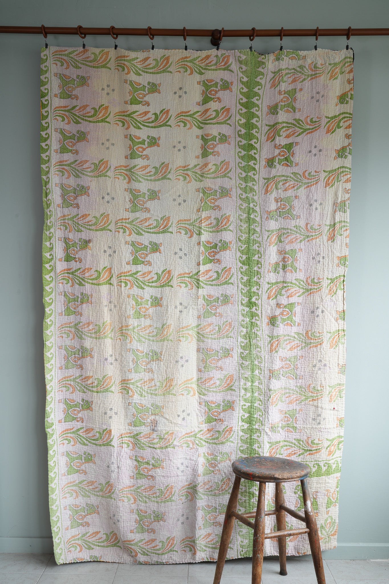 A Unique Vintage Cotton Kantha Quilt ~079