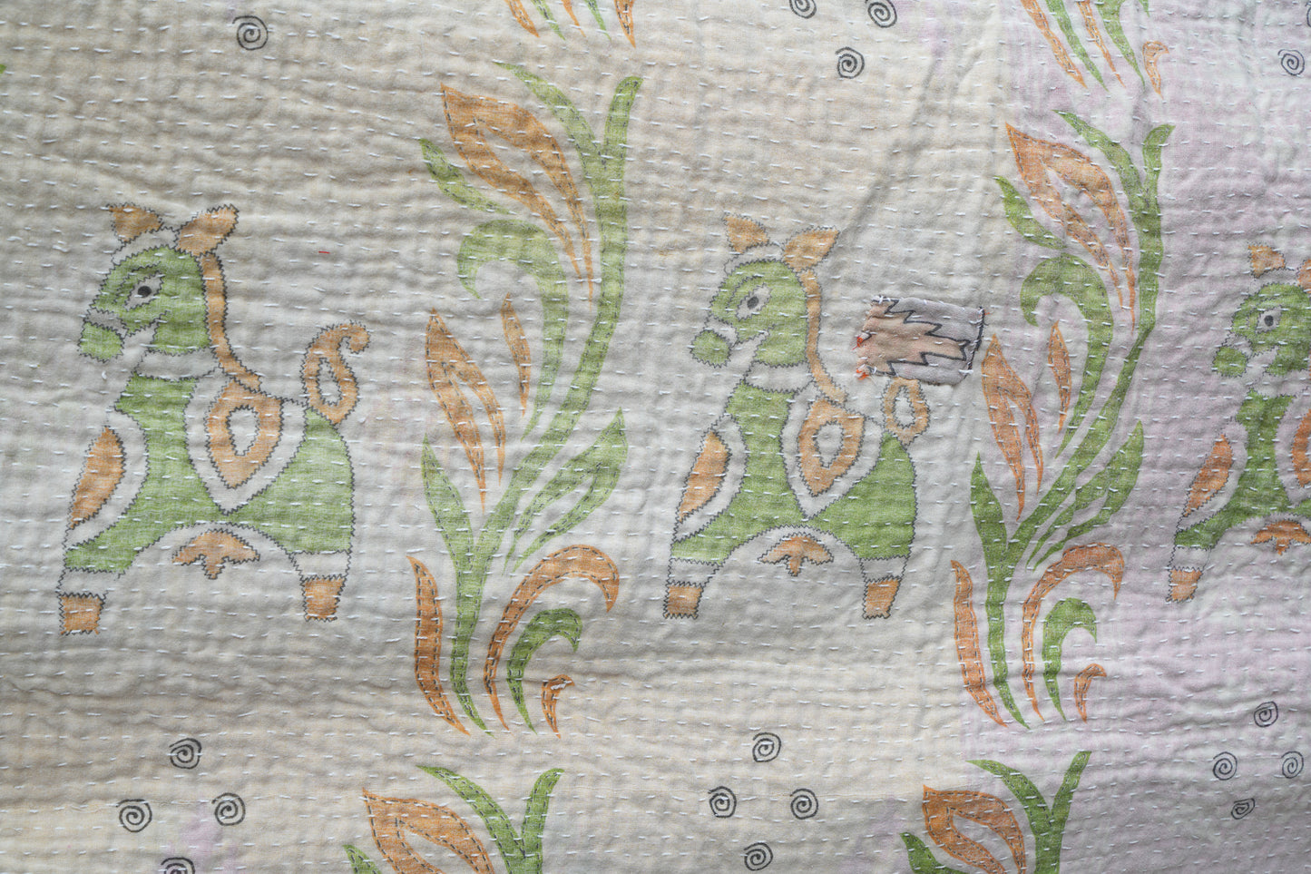 A Unique Vintage Cotton Kantha Quilt ~079