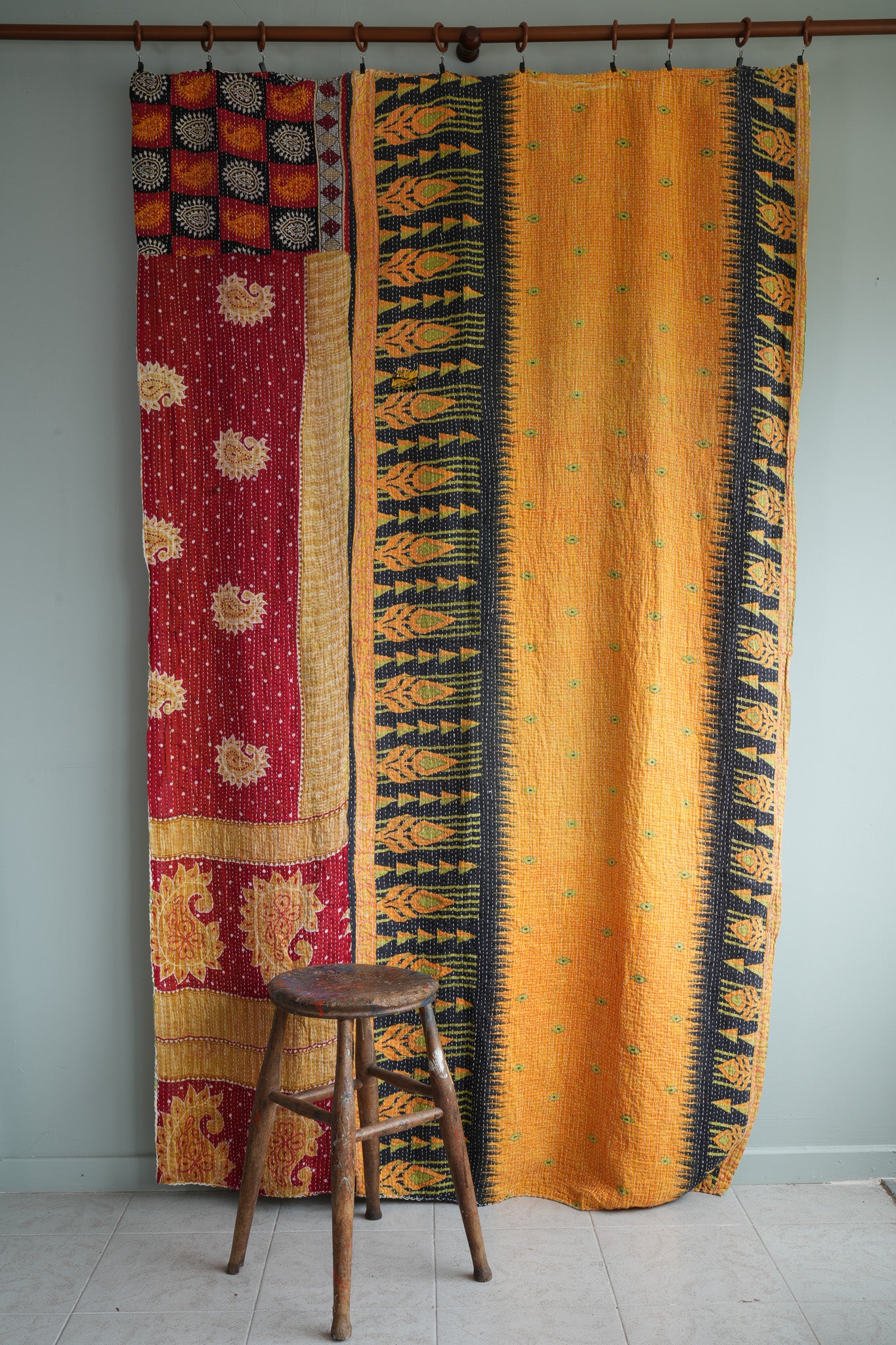 A Unique Vintage Cotton Kantha Quilt ~079
