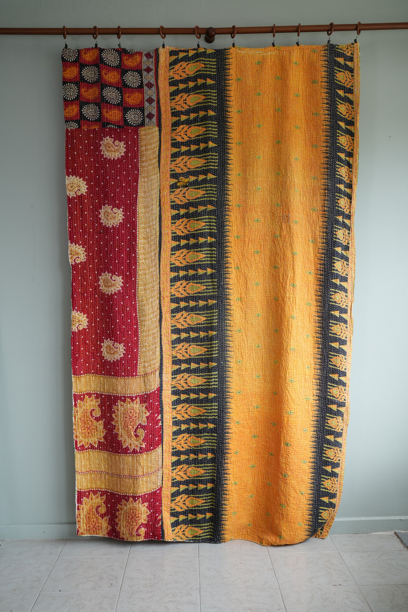 A Unique Vintage Cotton Kantha Quilt ~079