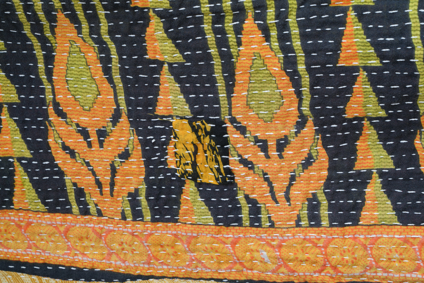 A Unique Vintage Cotton Kantha Quilt ~079