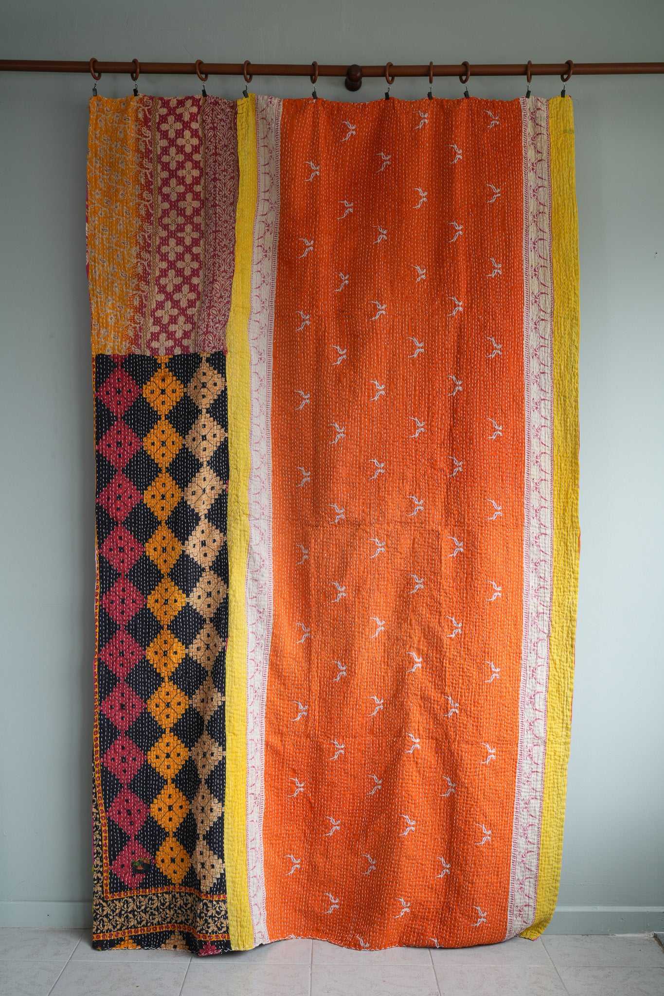 A Unique Vintage Cotton Kantha Quilt