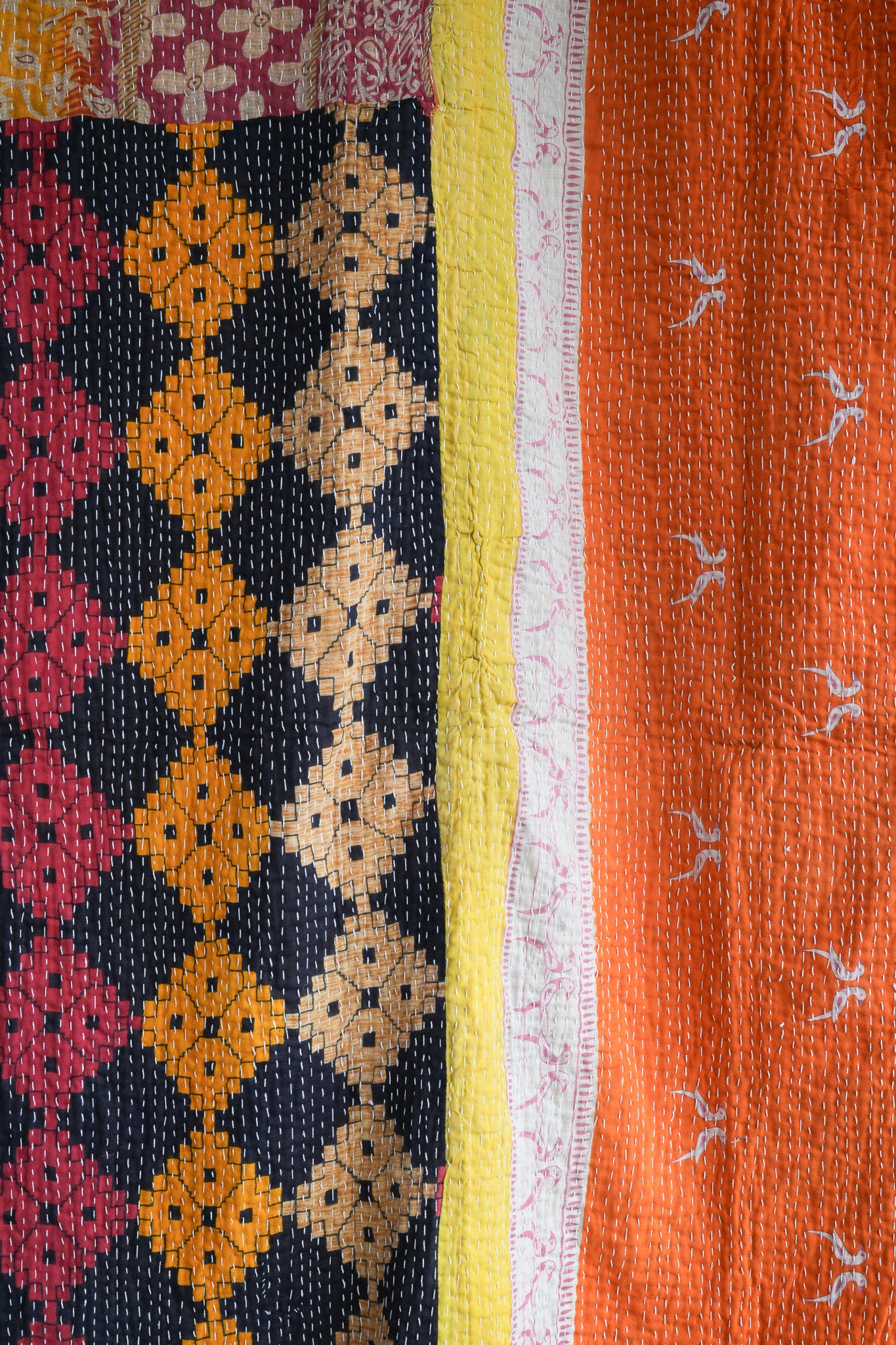 A Unique Vintage Cotton Kantha Quilt
