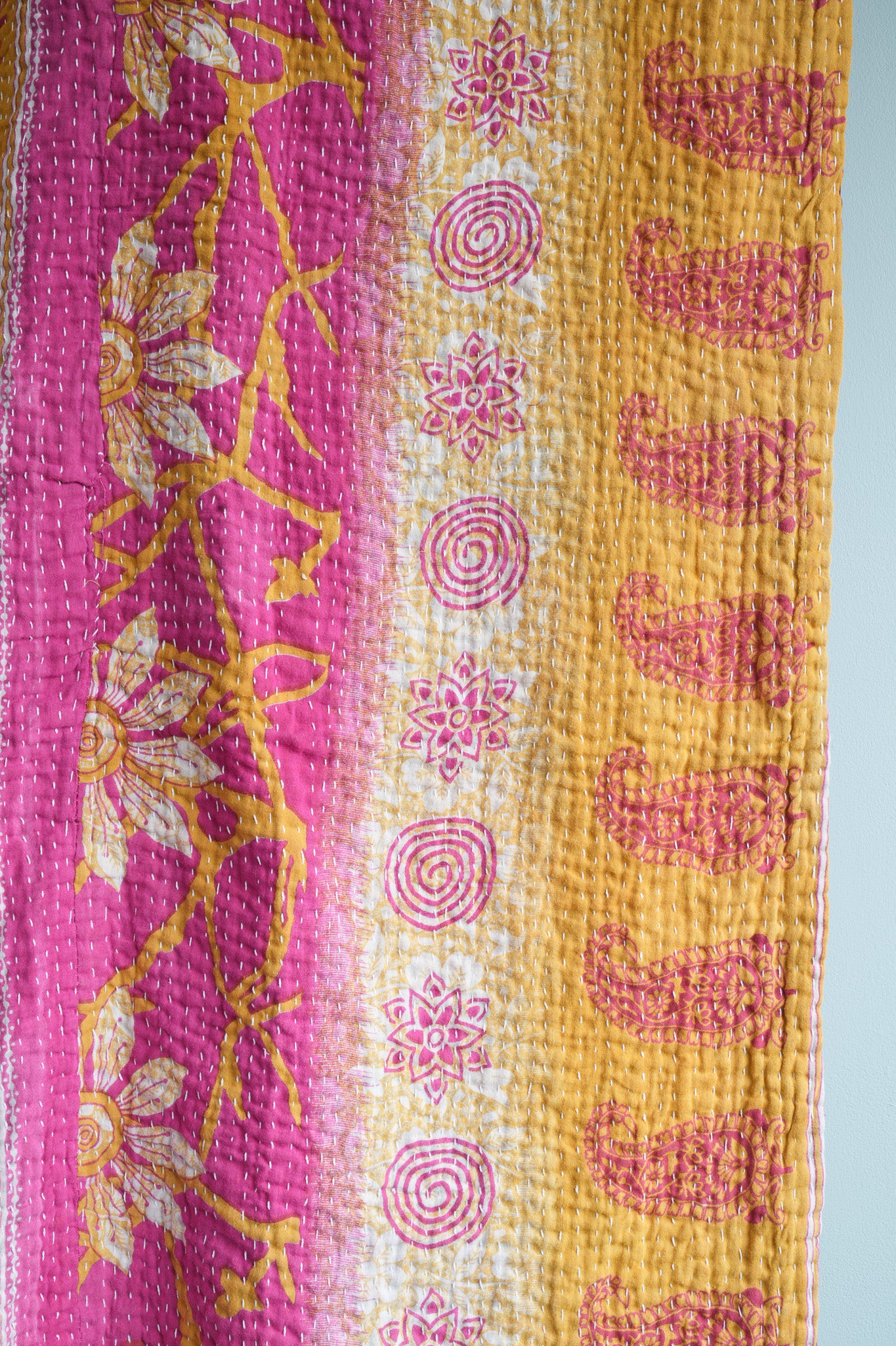 A Unique Vintage Cotton Kantha Quilt