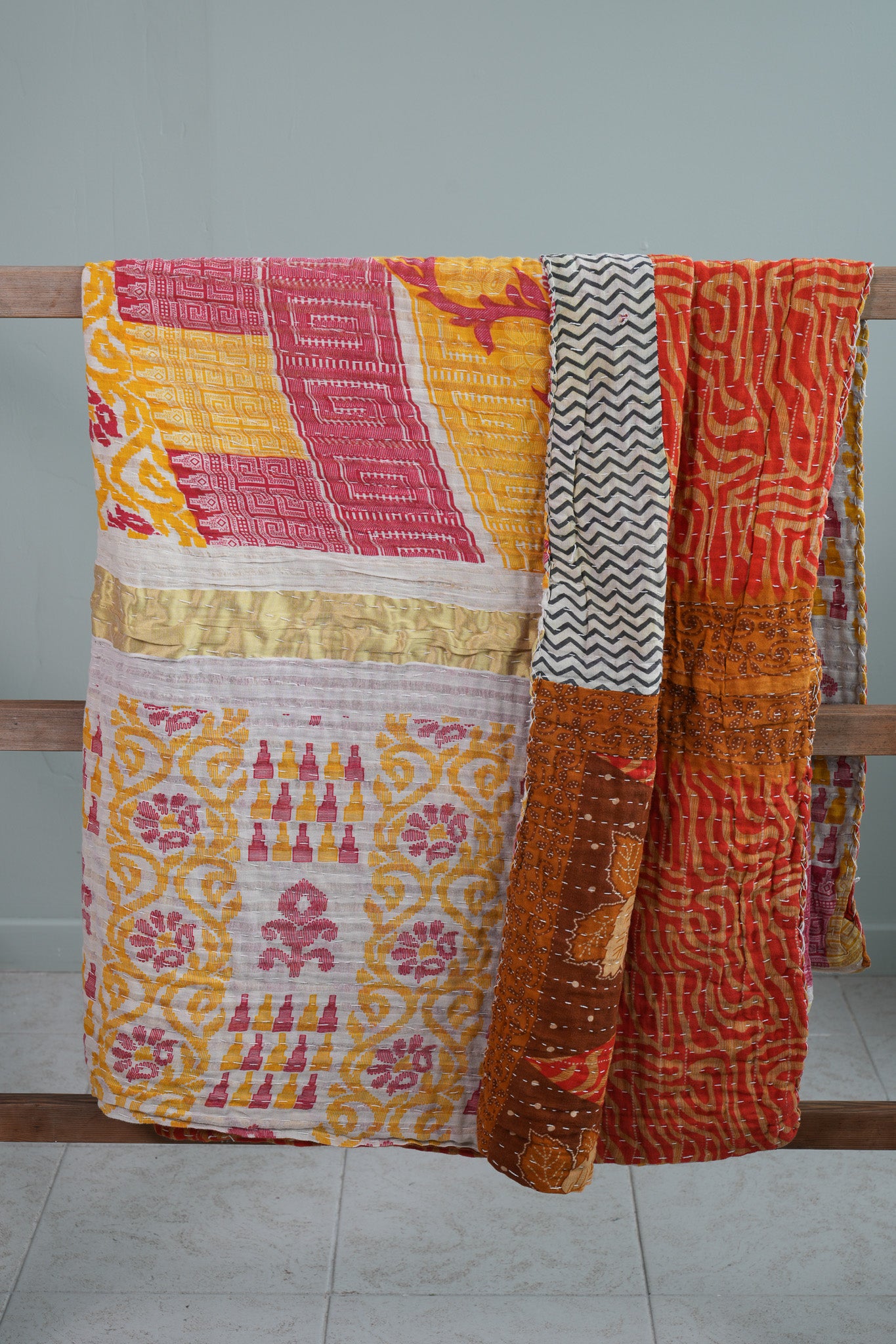 A Unique Vintage Cotton Kantha Quilt ~ 088