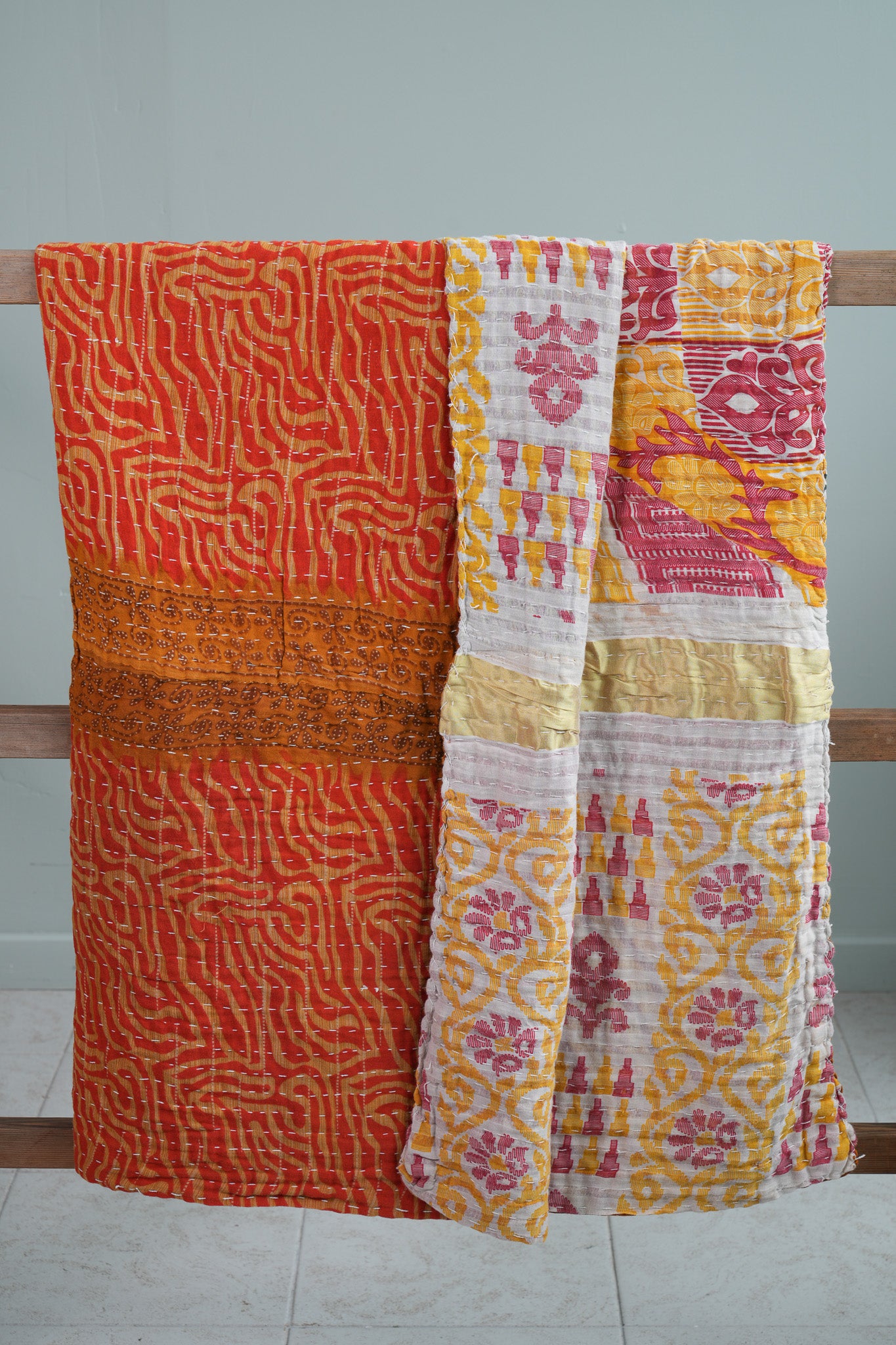 A Unique Vintage Cotton Kantha Quilt ~ 088