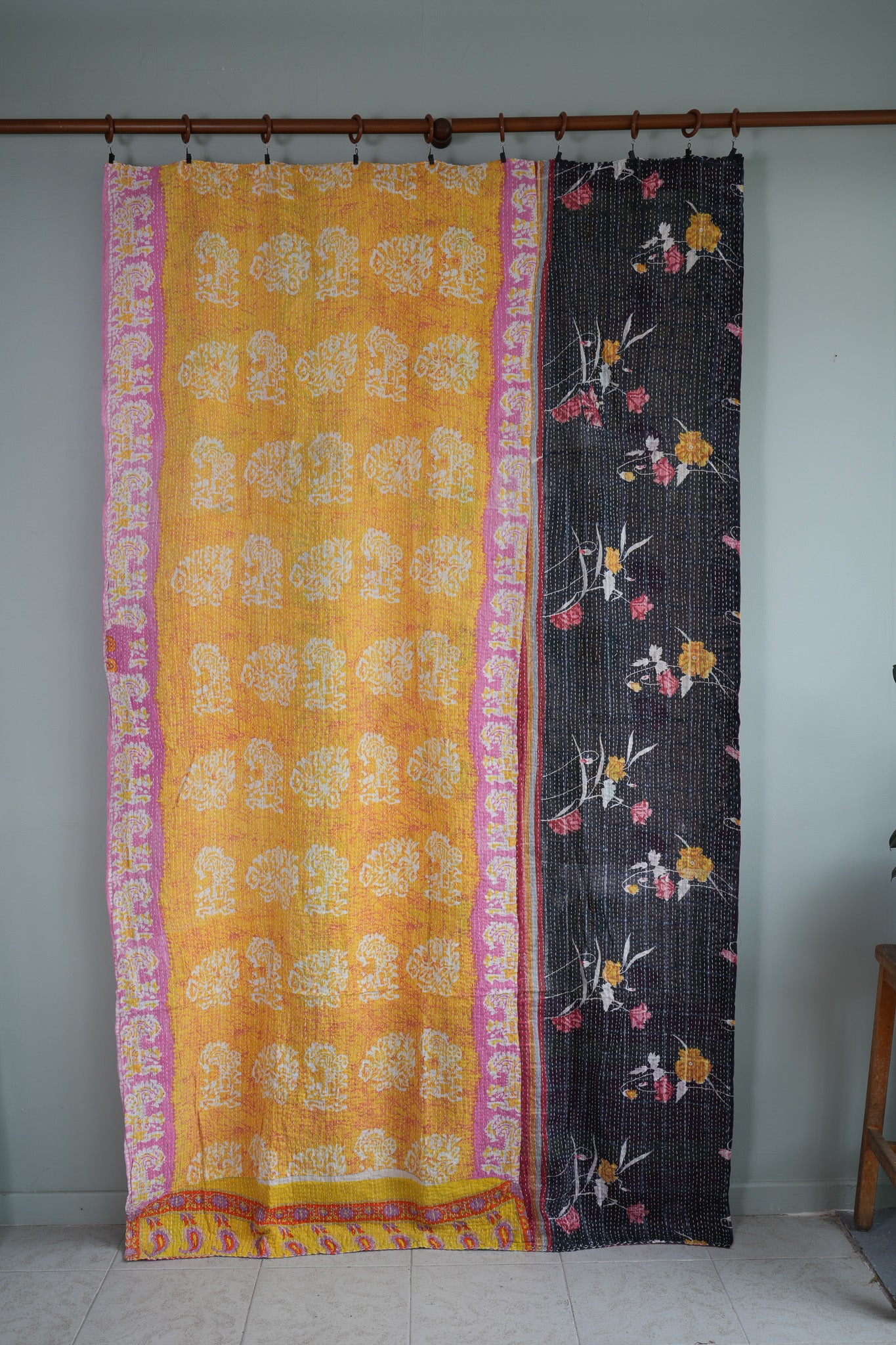 A Unique Vintage Cotton Kantha Quilt ~089
