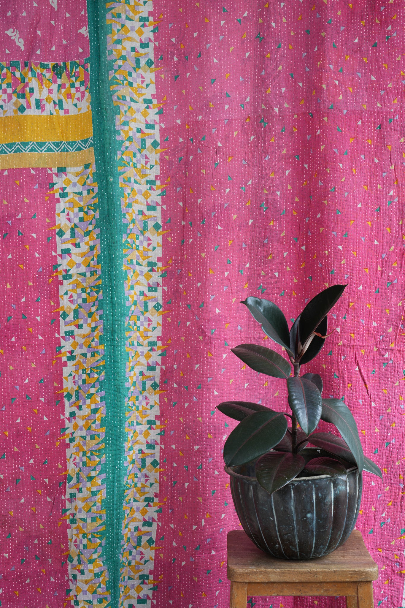 A Unique Vintage Cotton Kantha Quilt ~089