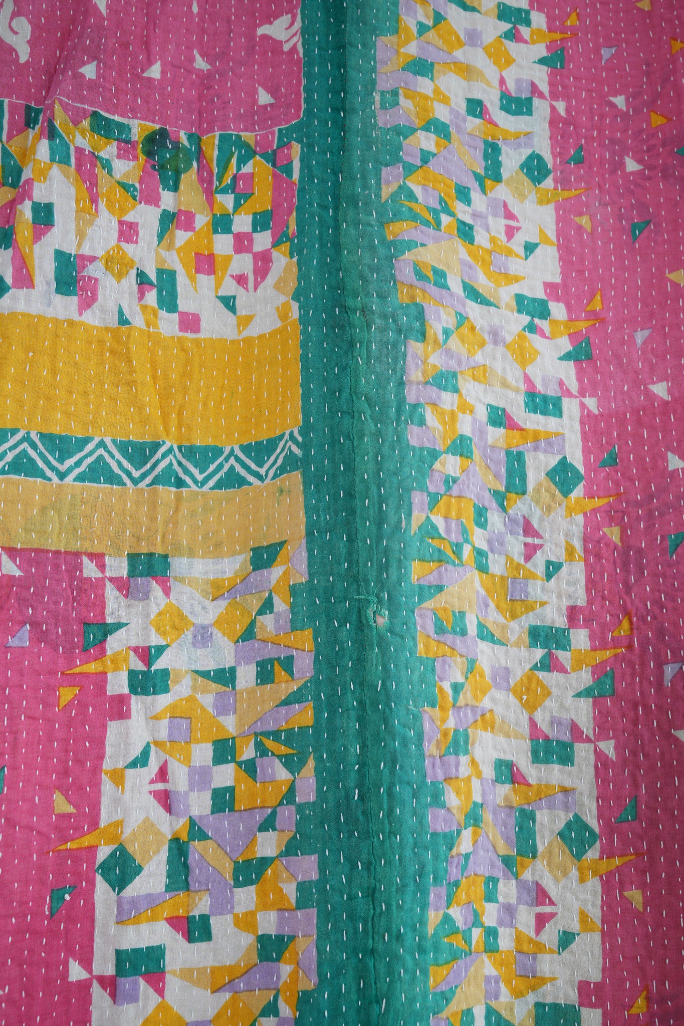 A Unique Vintage Cotton Kantha Quilt ~089