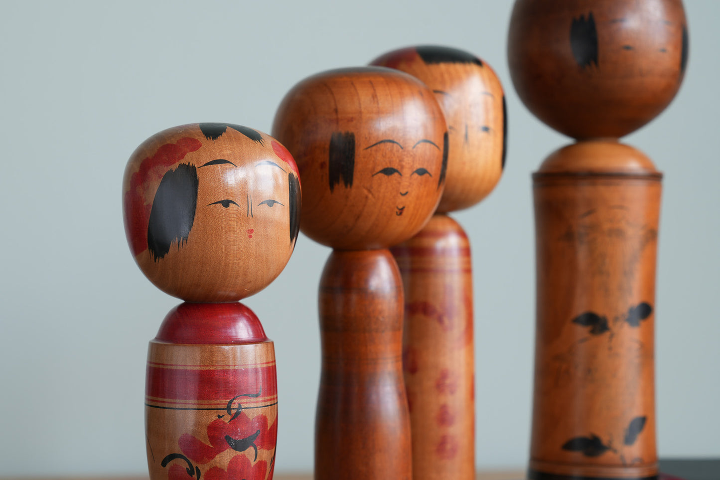 Set of 5 Traditional Japanese Folk Art Kokeshi Dolls 096