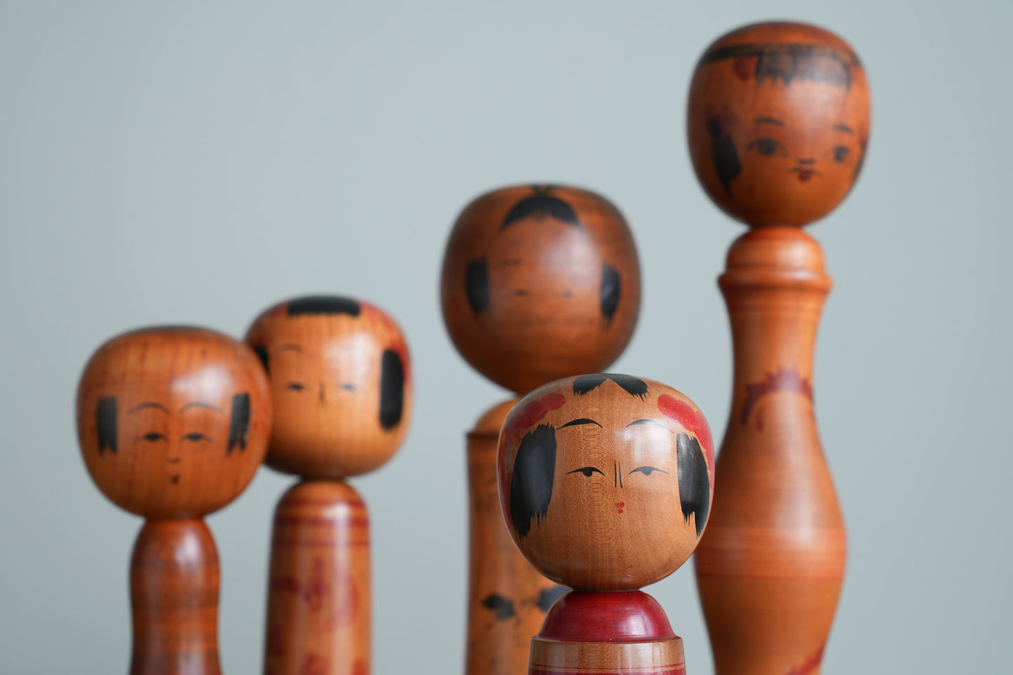 Set of 5 Traditional Japanese Folk Art Kokeshi Dolls 096