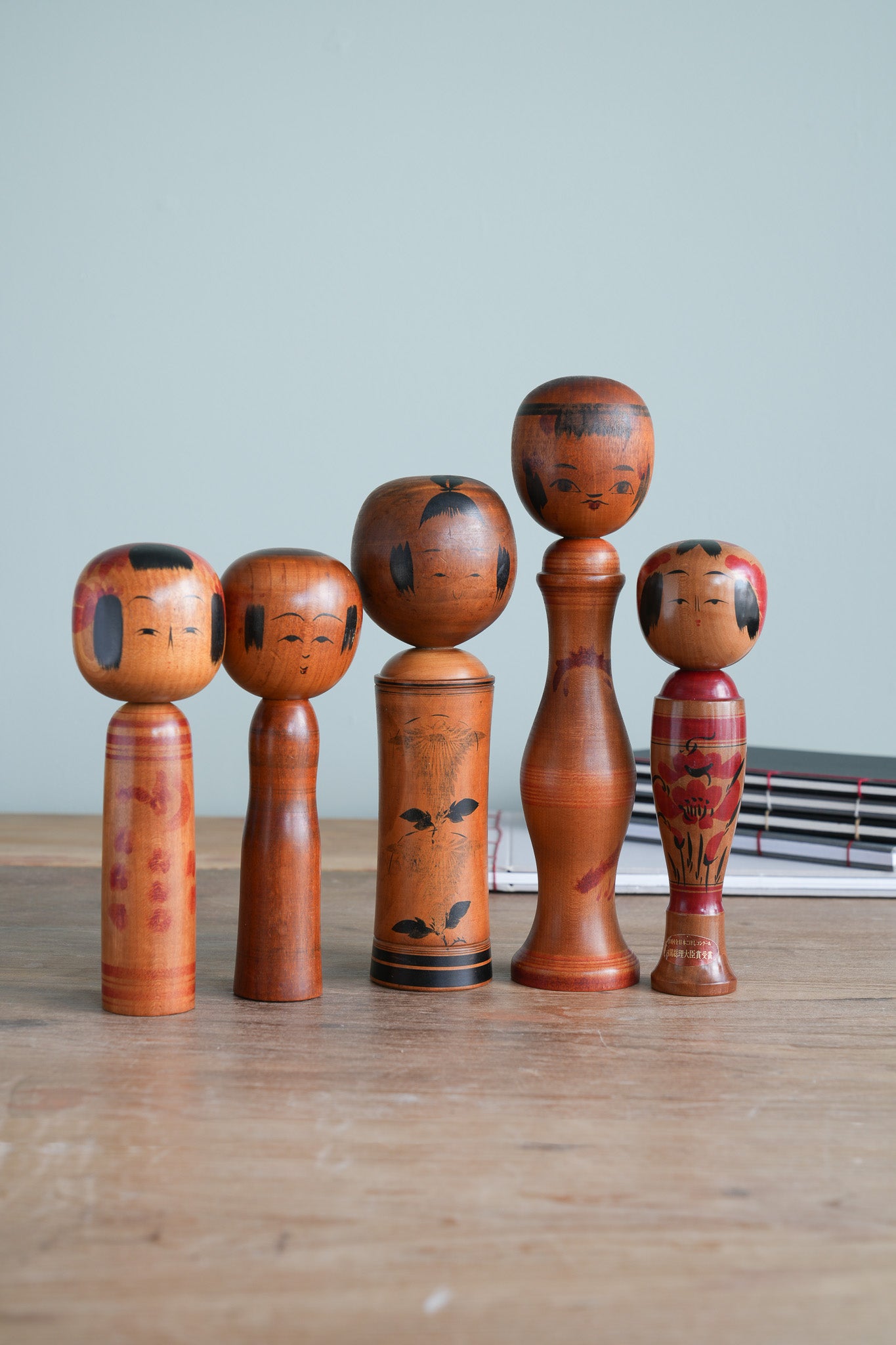 Set of 5 Traditional Japanese Folk Art Kokeshi Dolls 096