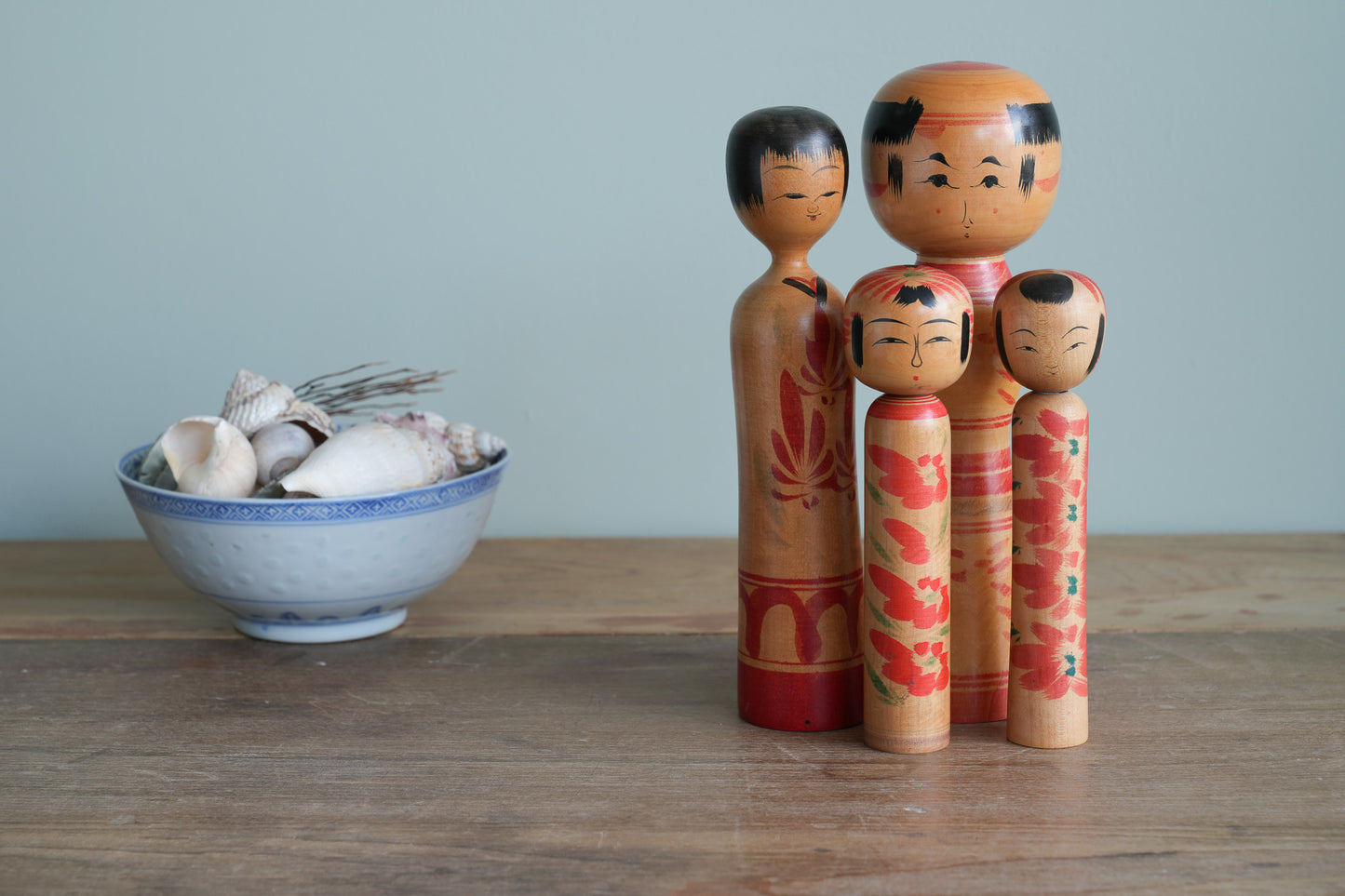 Set of 4 Traditional Japanese Folk Art Kokeshi Dolls 097