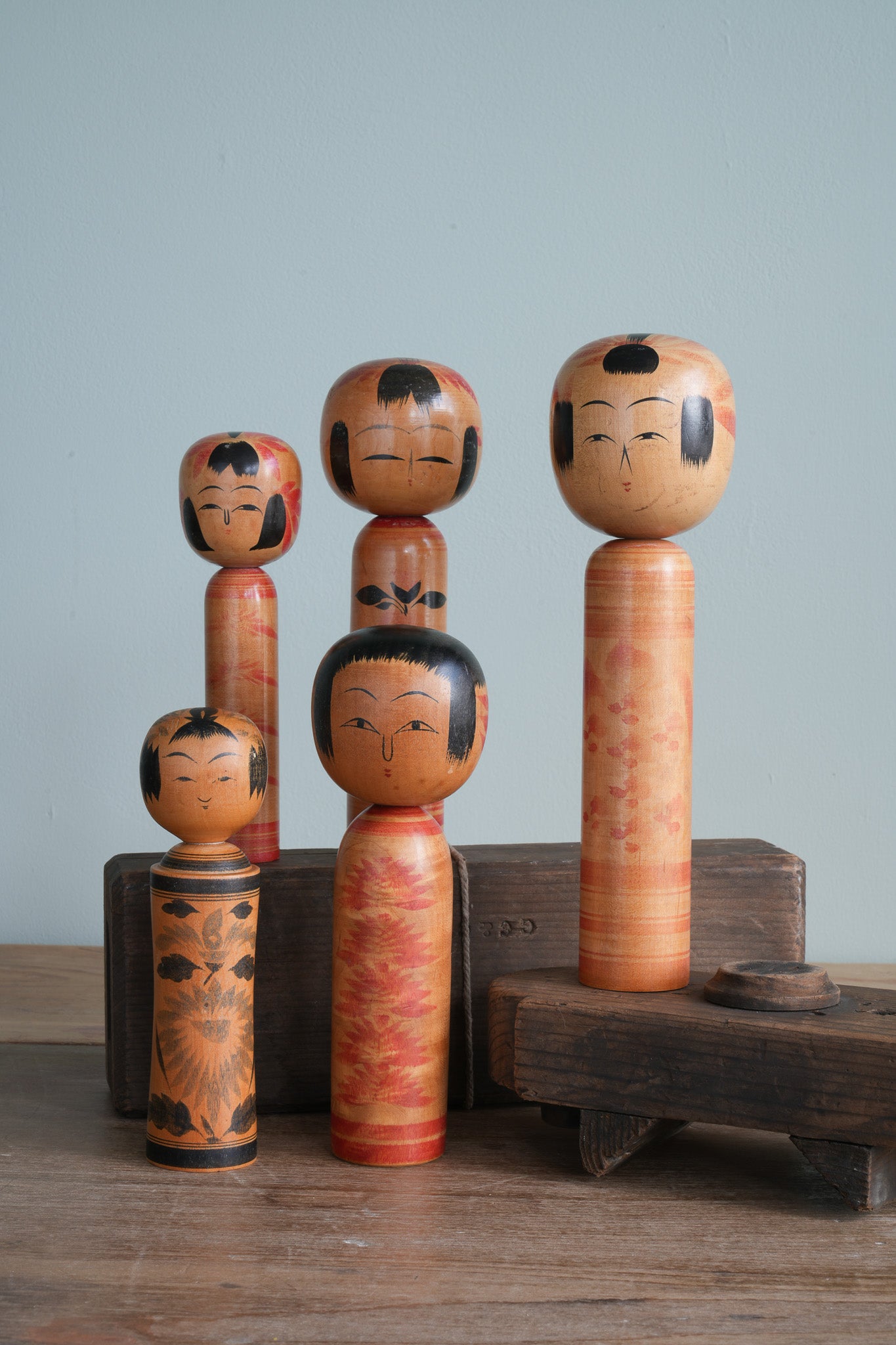 Set of 5 Traditional Japanese Folk Art Kokeshi Dolls 103