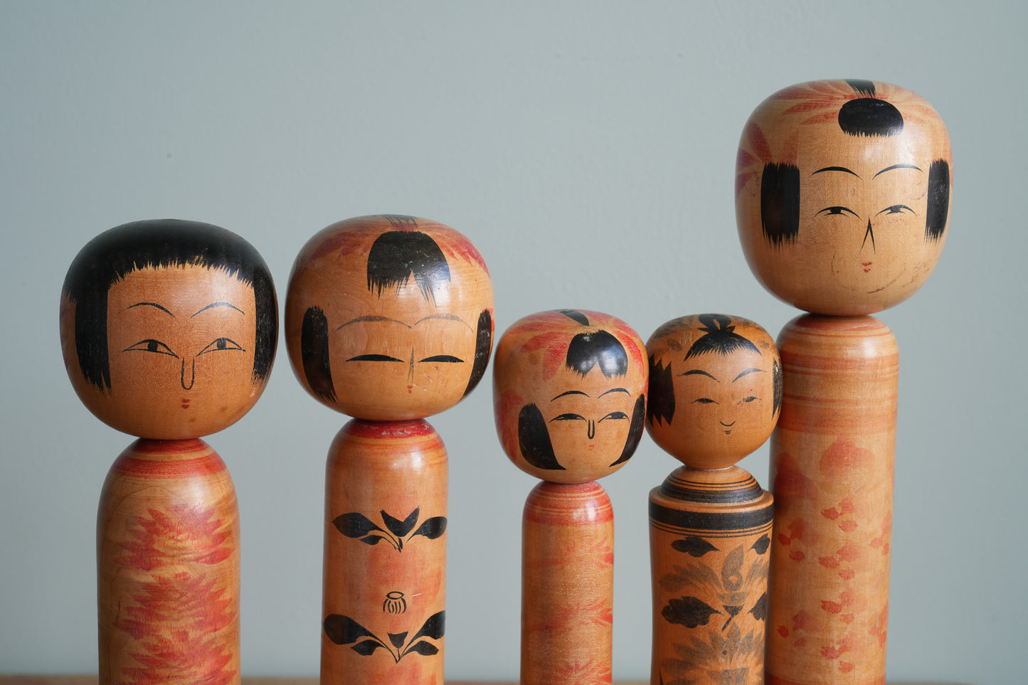 Set of 5 Traditional Japanese Folk Art Kokeshi Dolls 103