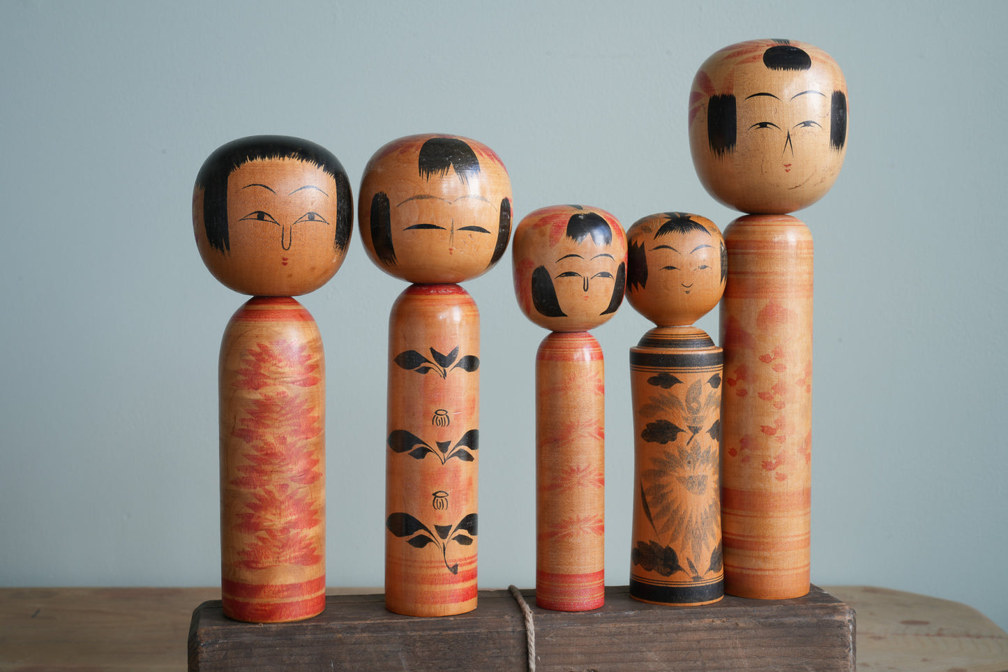 Set of 5 Traditional Japanese Folk Art Kokeshi Dolls 103
