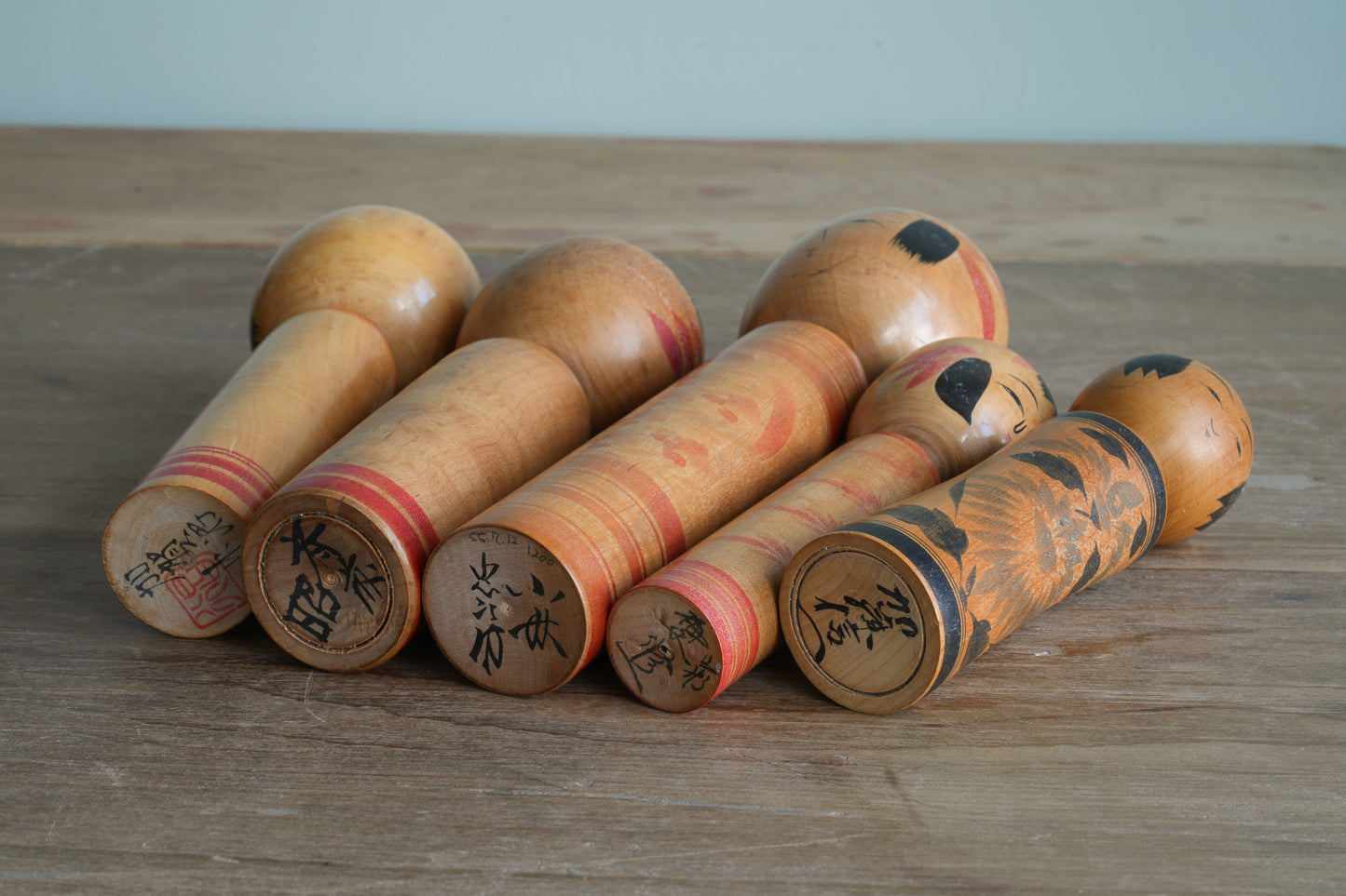 Set of 5 Traditional Japanese Folk Art Kokeshi Dolls 103