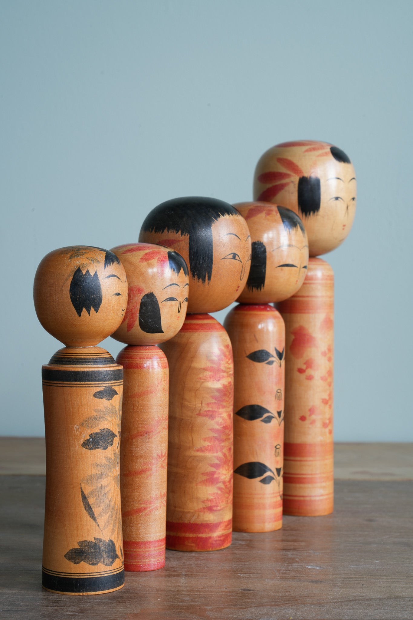 Set of 5 Traditional Japanese Folk Art Kokeshi Dolls 103