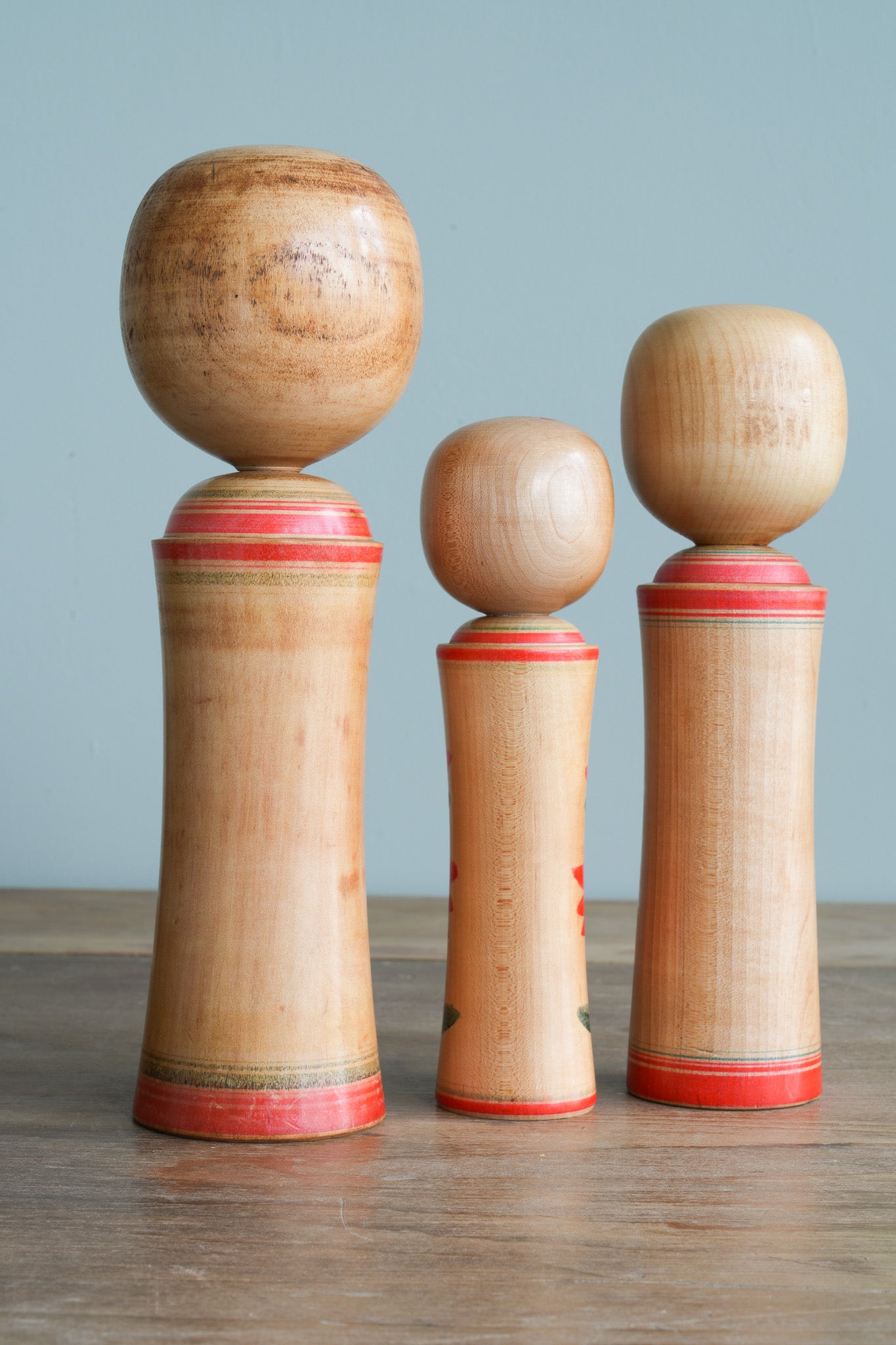 Set of 3 Traditional Japanese Folk Art Kokeshi Dolls 104