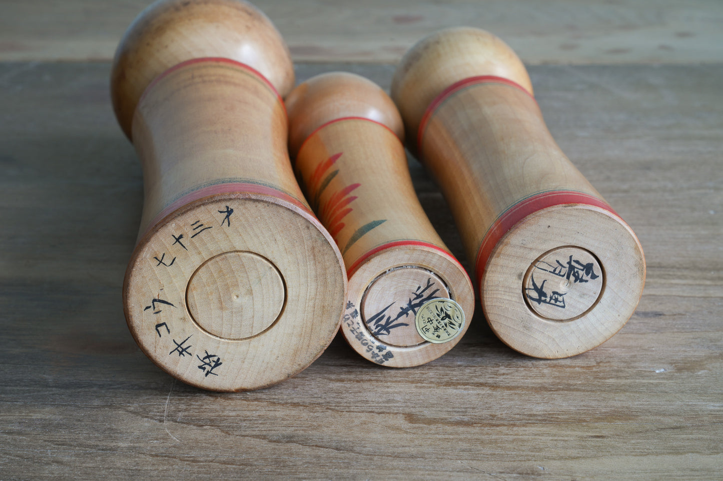 Set of 3 Traditional Japanese Folk Art Kokeshi Dolls 104