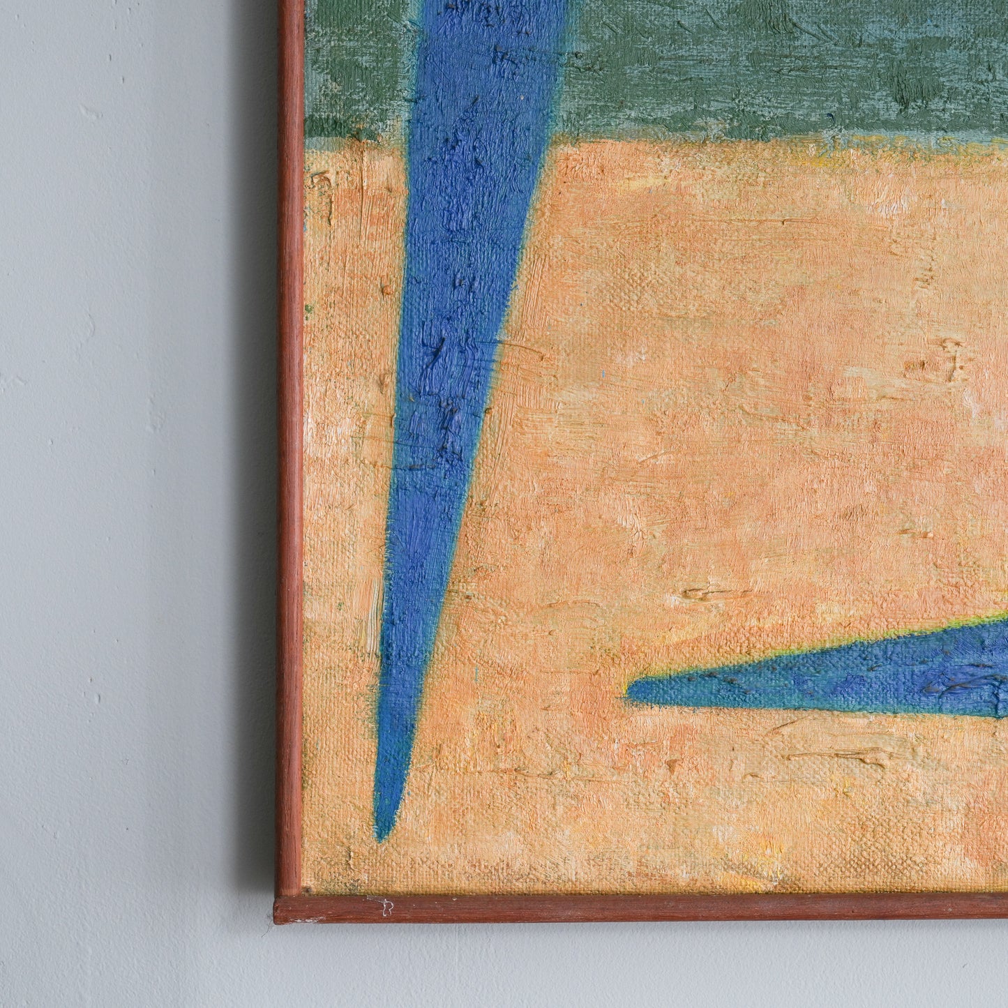 Sunburst with Blue Forms / (Monogrammed HP), (c. 1960s-1970s)