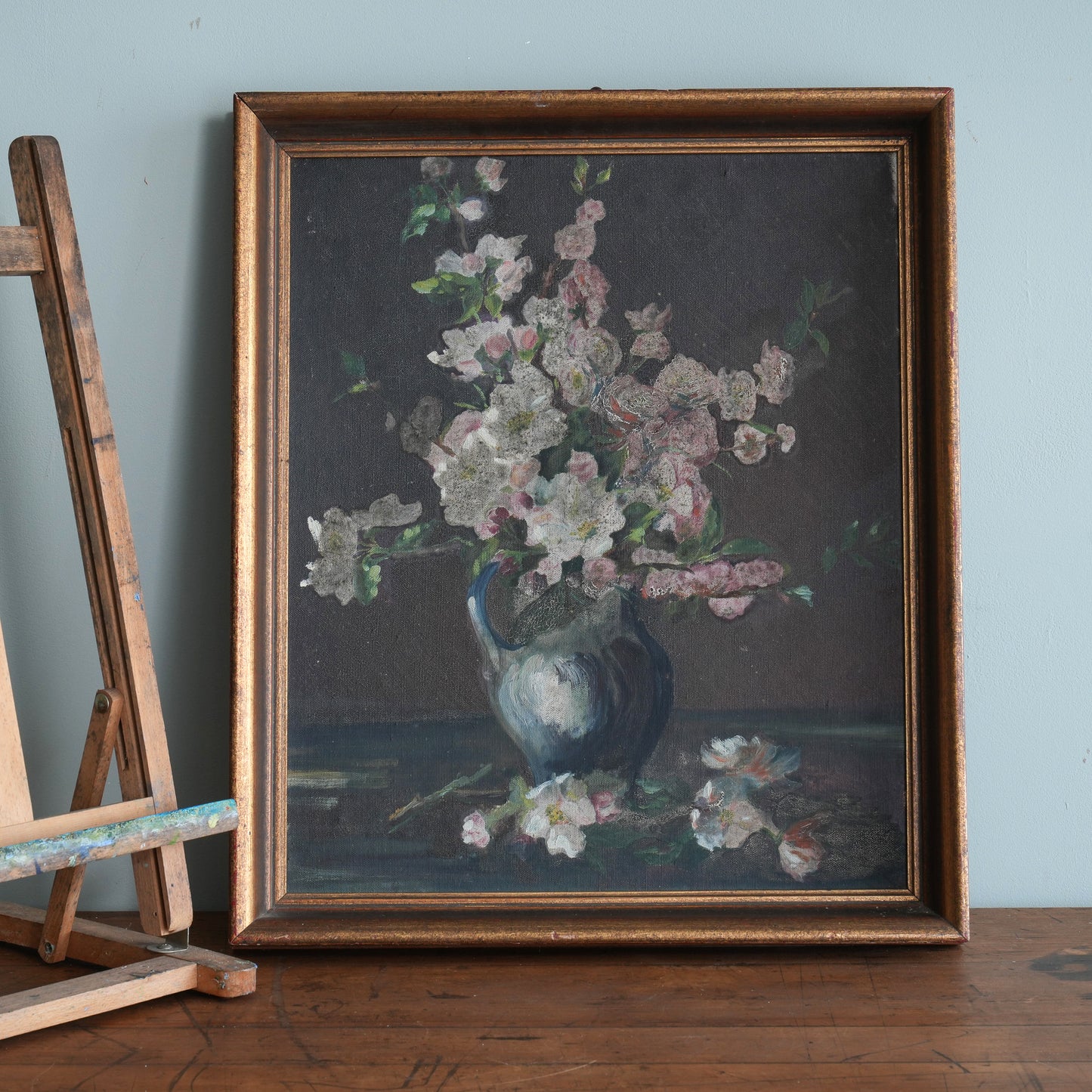 Blossoms in a Blue Pitcher / Unknown Artist, (c. Early-to-Mid 20th Century)