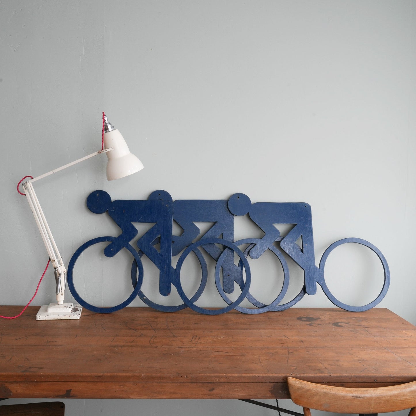 Plywood Cyclist Pictogram - Otl Aicher for the 1972 Munich Olympic Games - Navy