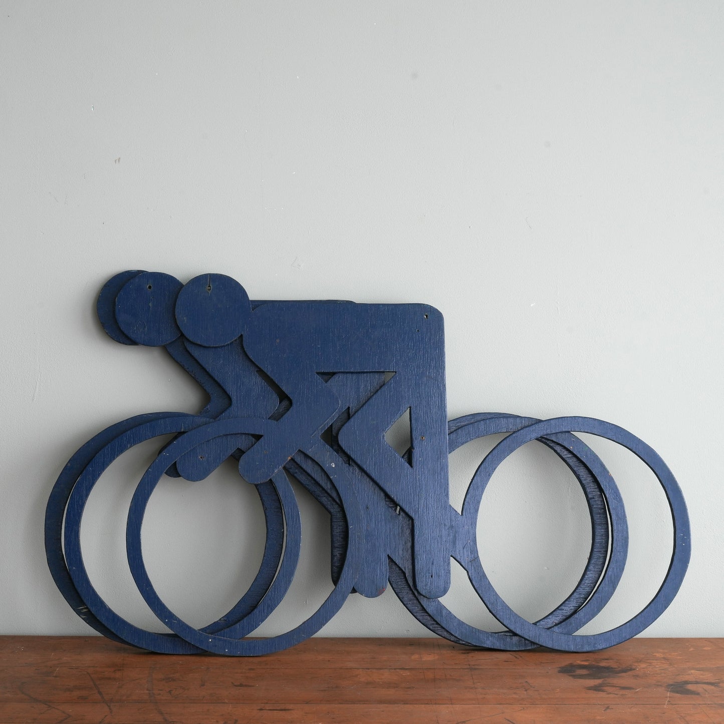 Plywood Cyclist Pictogram - Otl Aicher for the 1972 Munich Olympic Games - Navy