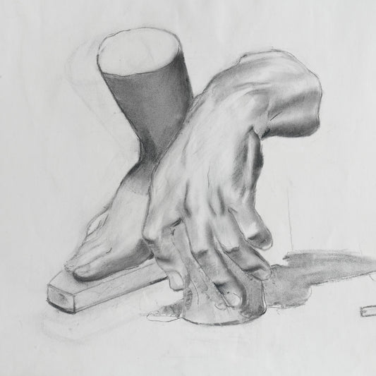 A Pencil Study of Classical Plaster Hand and Foot | Ernest Roose (Belgian 1887-1965 )