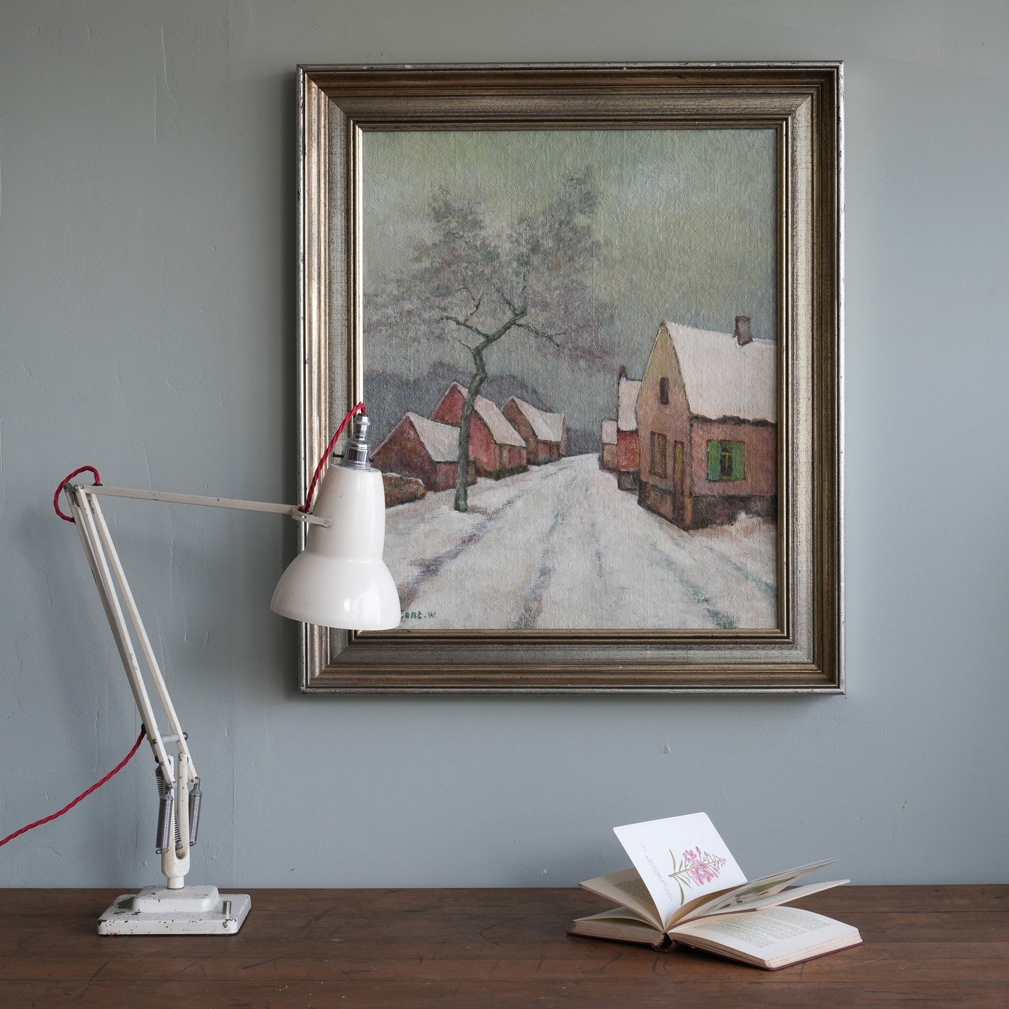 Village Street in Snow / W DeCort, (c. Mid-20th Century)