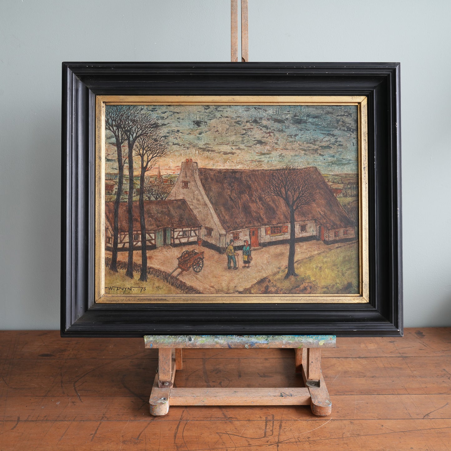 Thatched Cottage with Figures / W. Duyn, (1973)