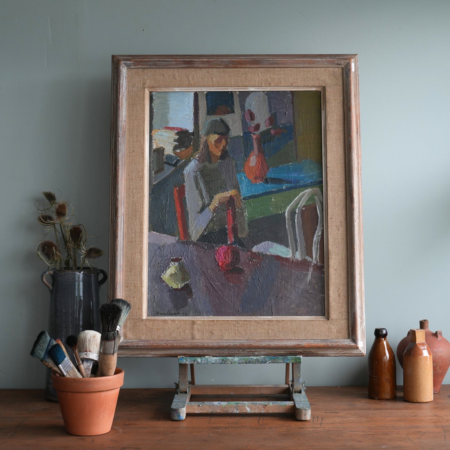 Woman with Red Yarn, Dutch School, (1976)