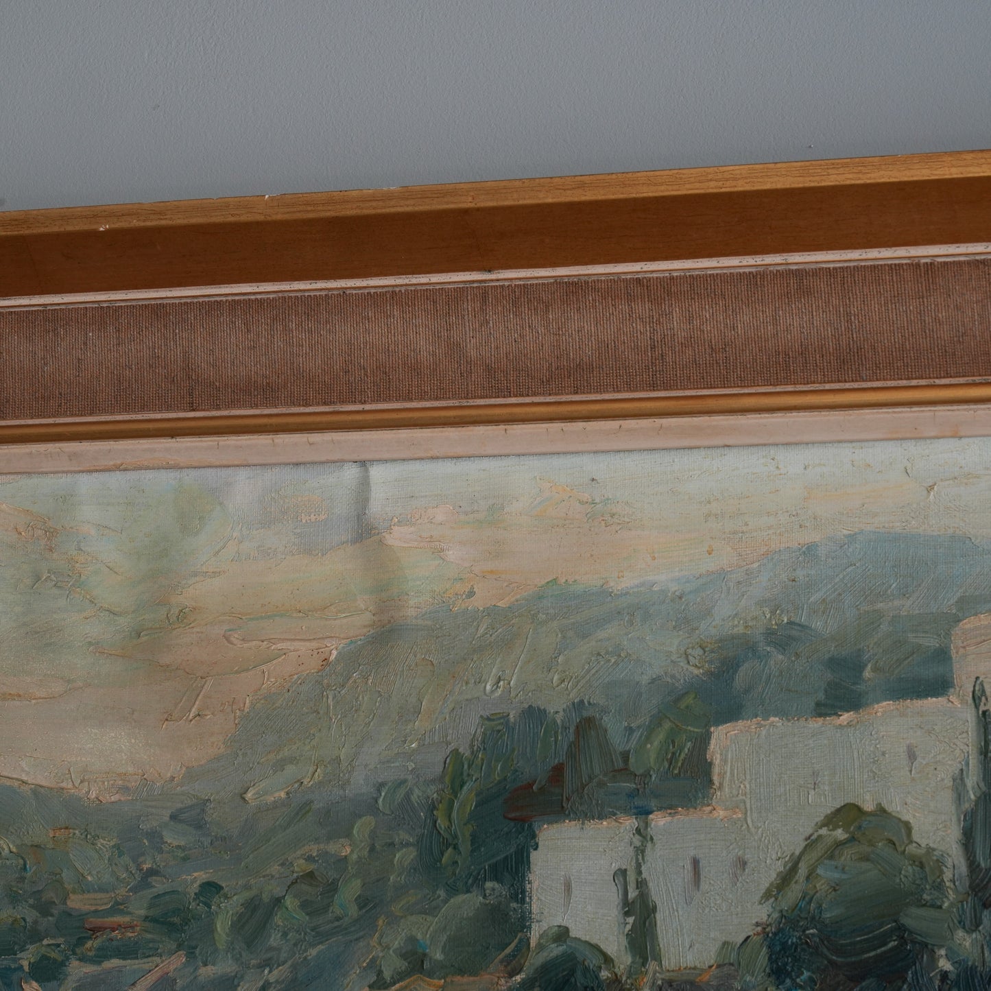 Clifftop Village, Late Sun / Unknown Artist (Illegibly Signed), (c. 20th century)