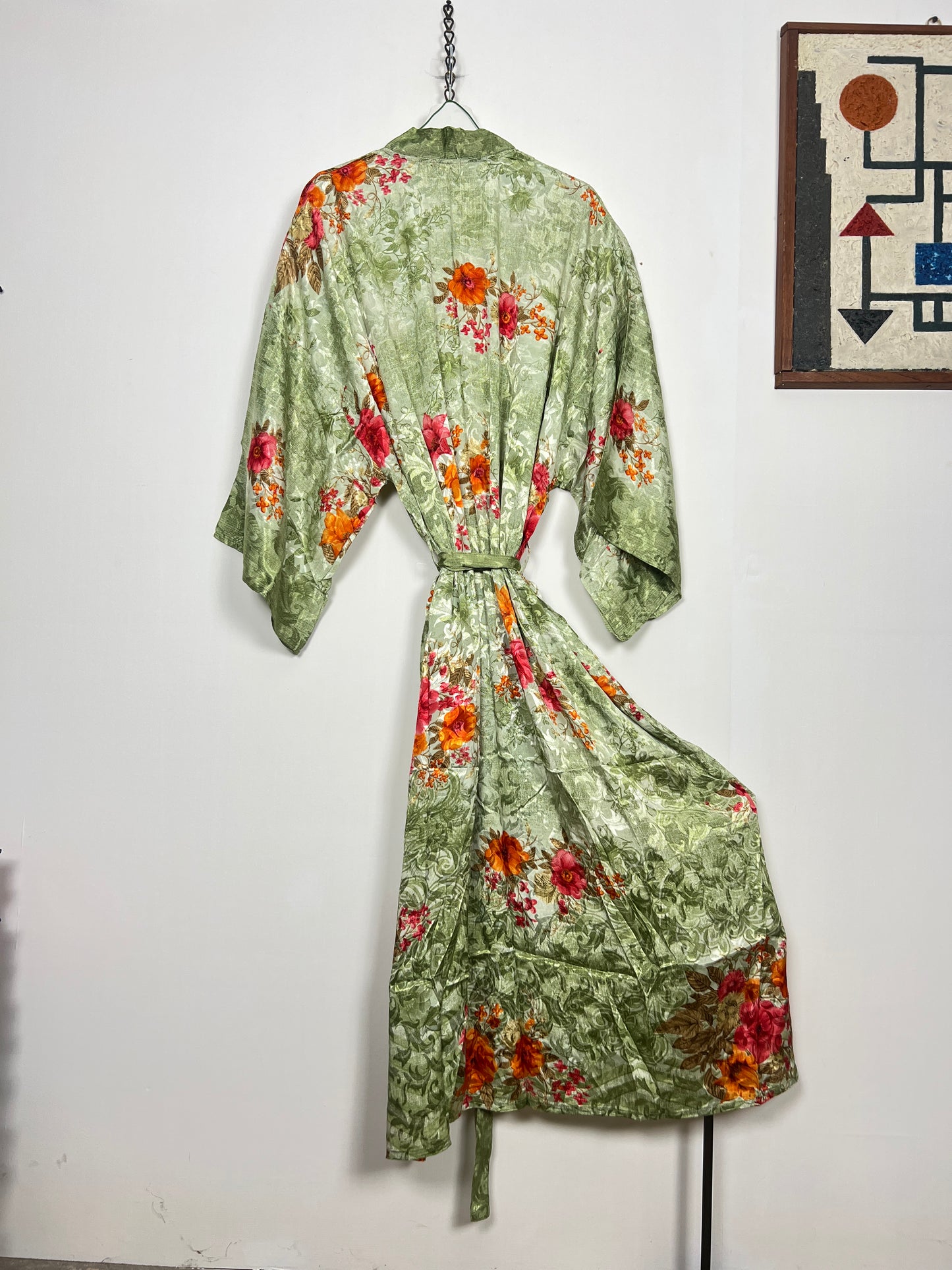 Vintage Saree Silk Kimono / Duster - Long - Wider Unisex Fit