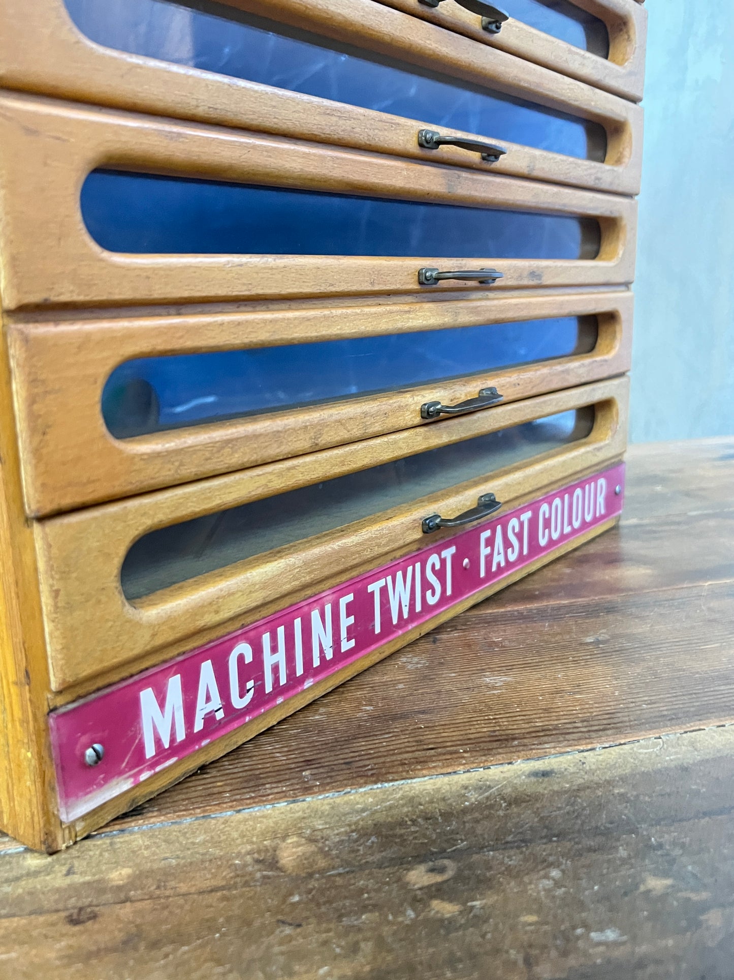 Coats Satinised Haberdashery Shop Counter Display Drawers