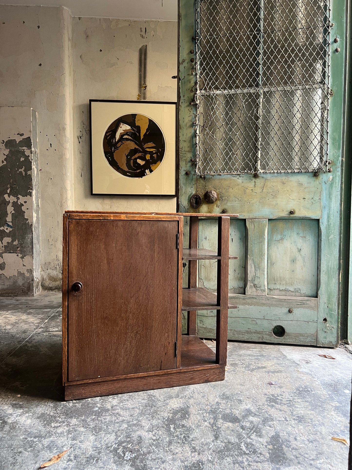 English Three Sided Modernist Compact Bookcase ~ 1930’s