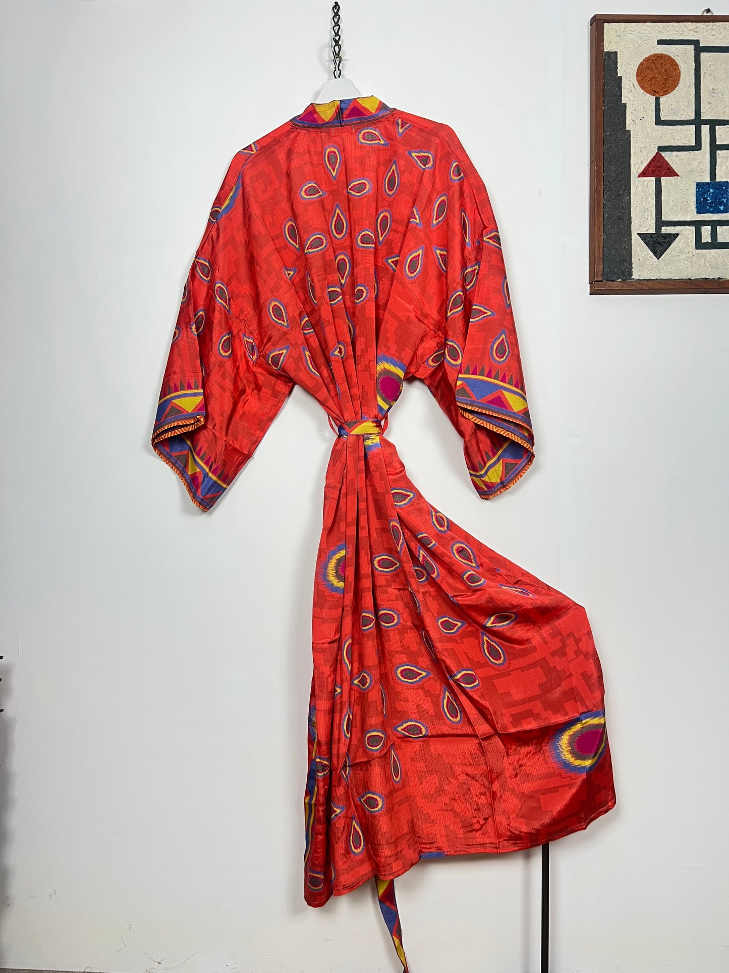 Vintage Saree Silk Kimono / Duster - Long - Wider Unisex Fit