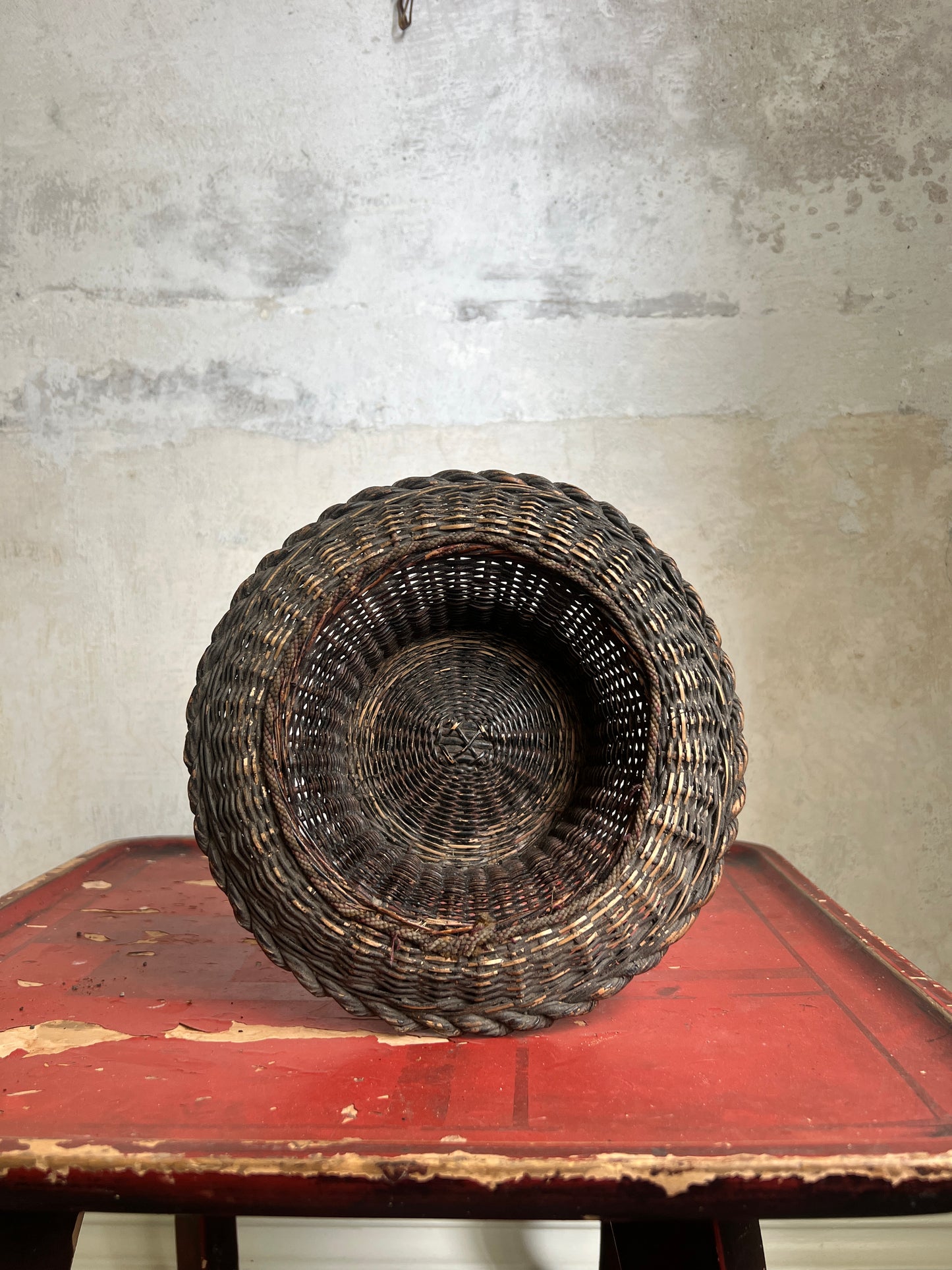 A Rare 19thC Wicker on Steel table-top Plant Stand