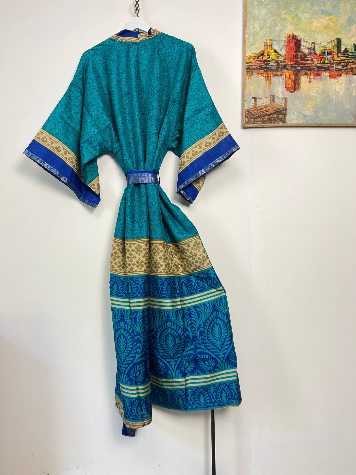 Vintage Saree Silk Kimono / Duster - Long